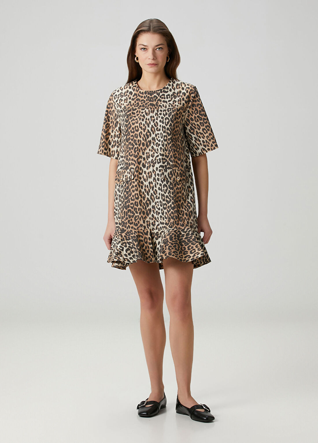 Ganni Leopar Desenli Mini Elbise