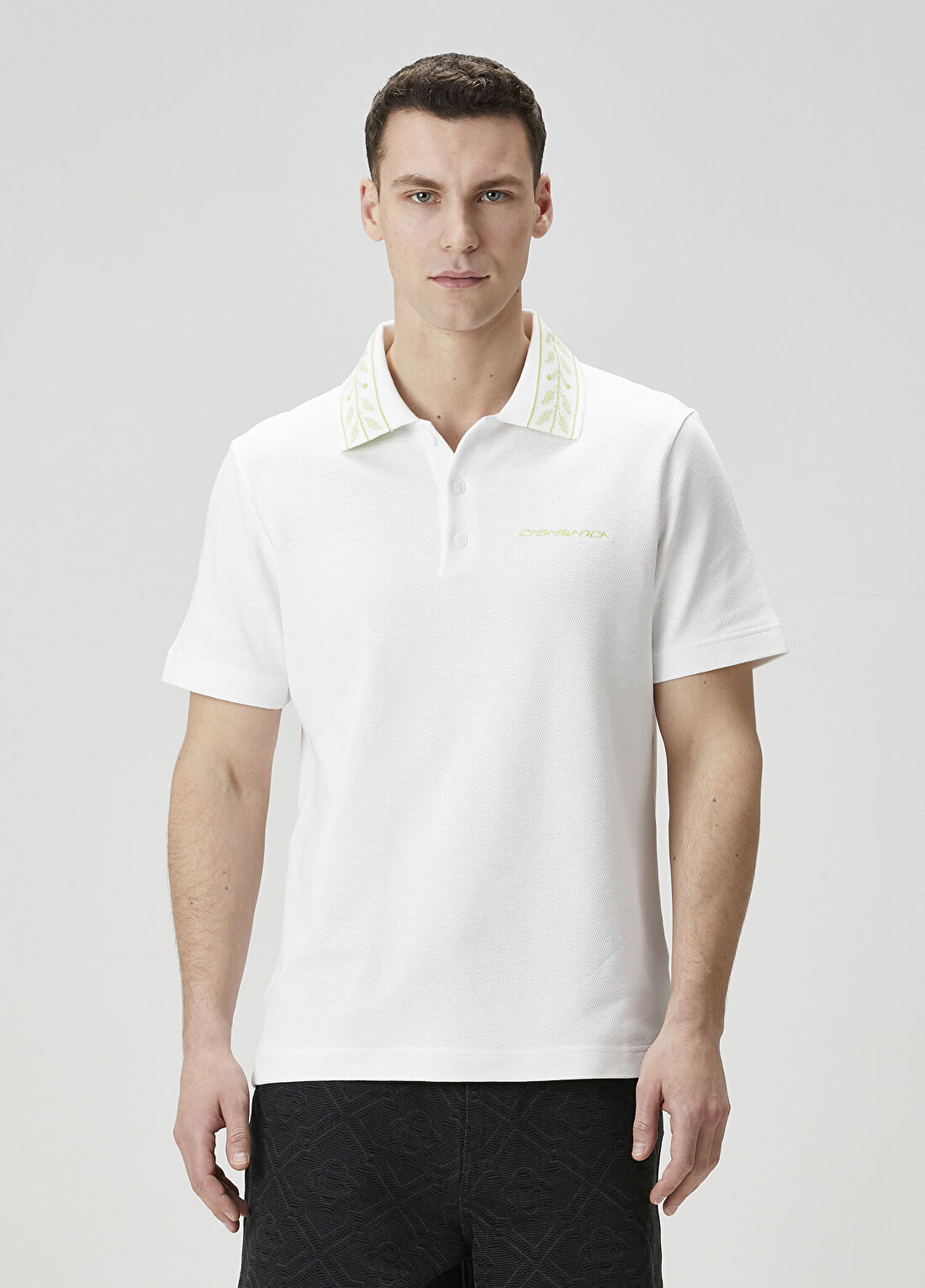 Casablanca Laurel Beyaz Polo Yaka Pike T-shirt