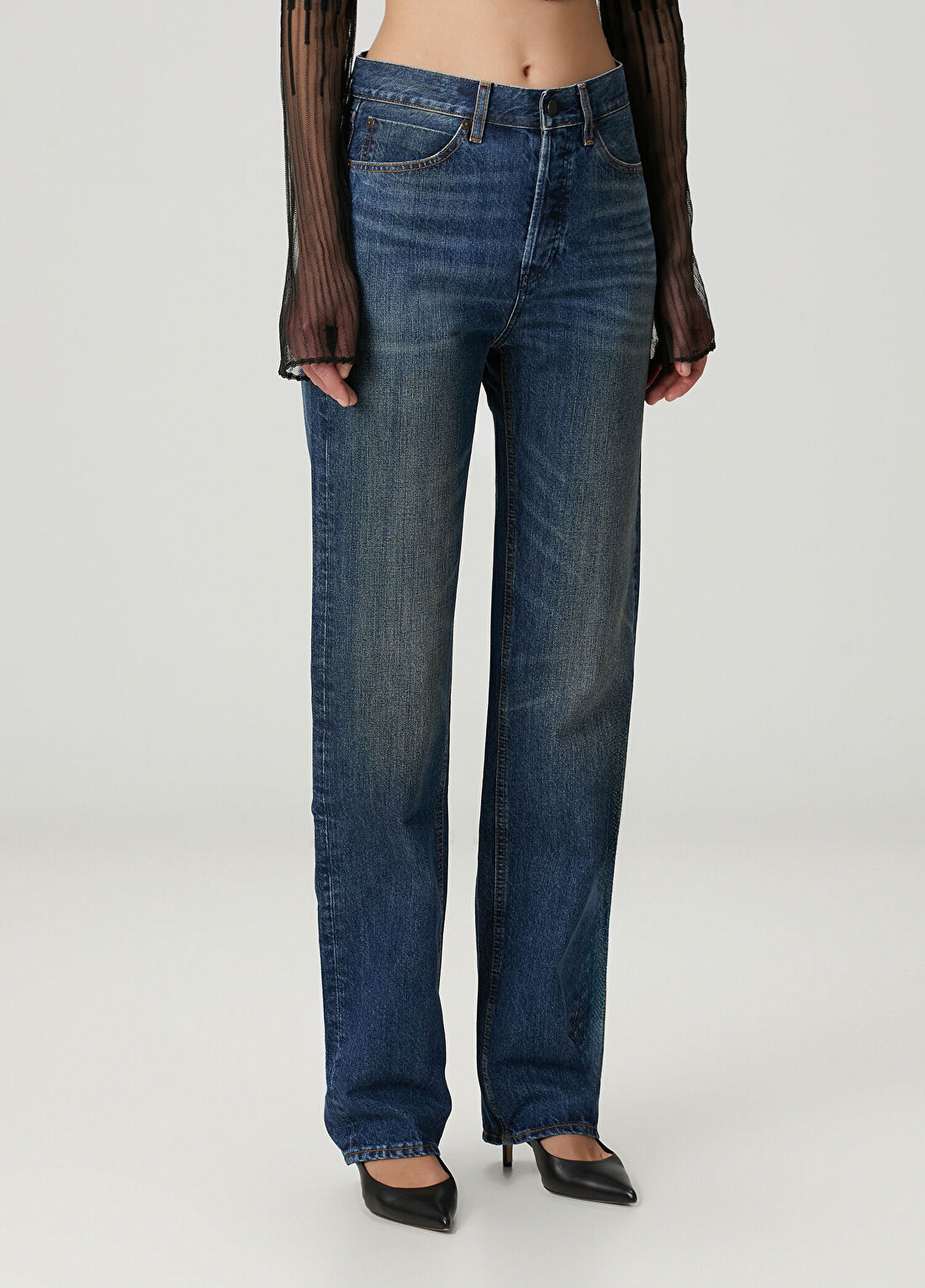 Frame Denim The Stack Lacivert Jean Pantolon görsel 3