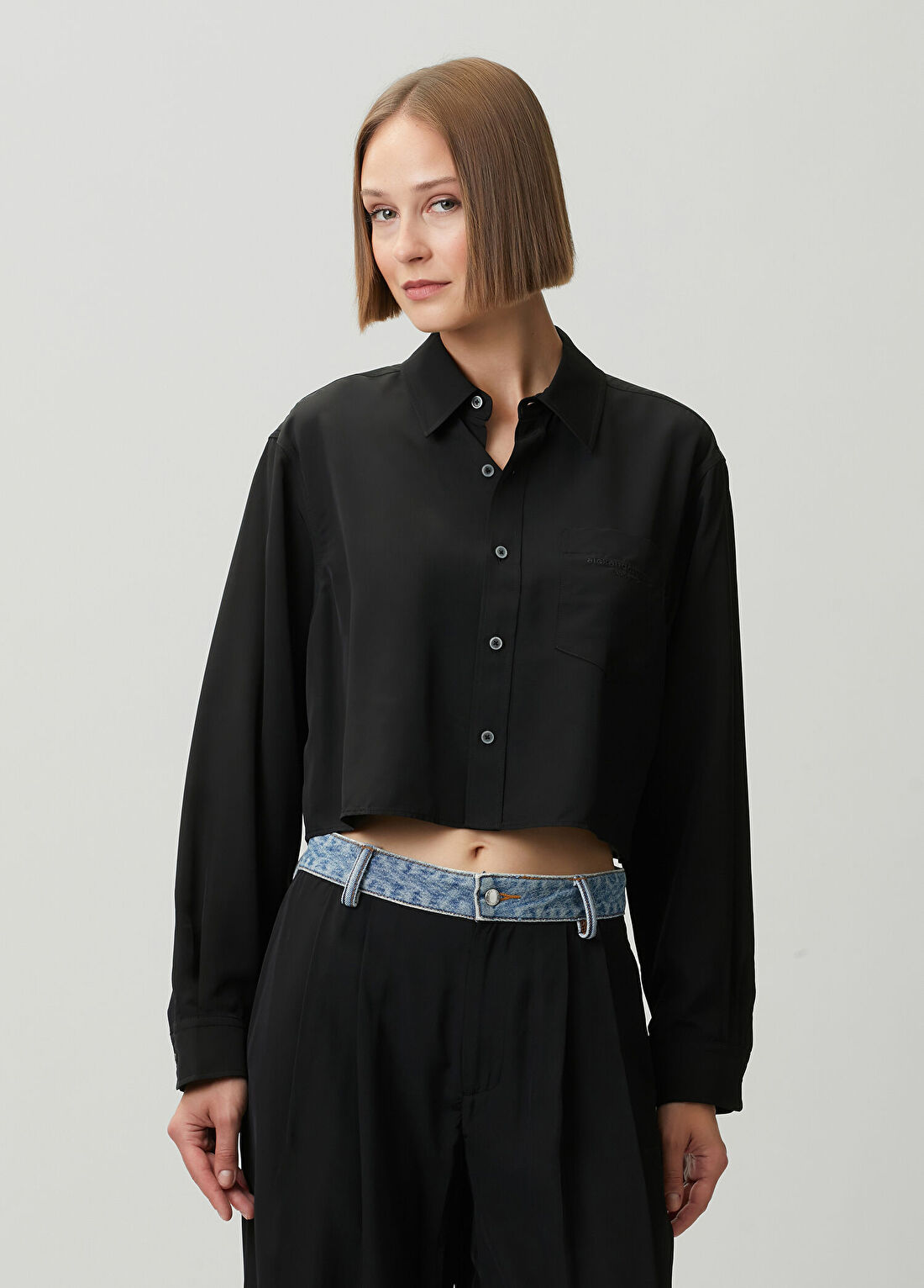 Alexander Wang Siyah Crop Gömlek