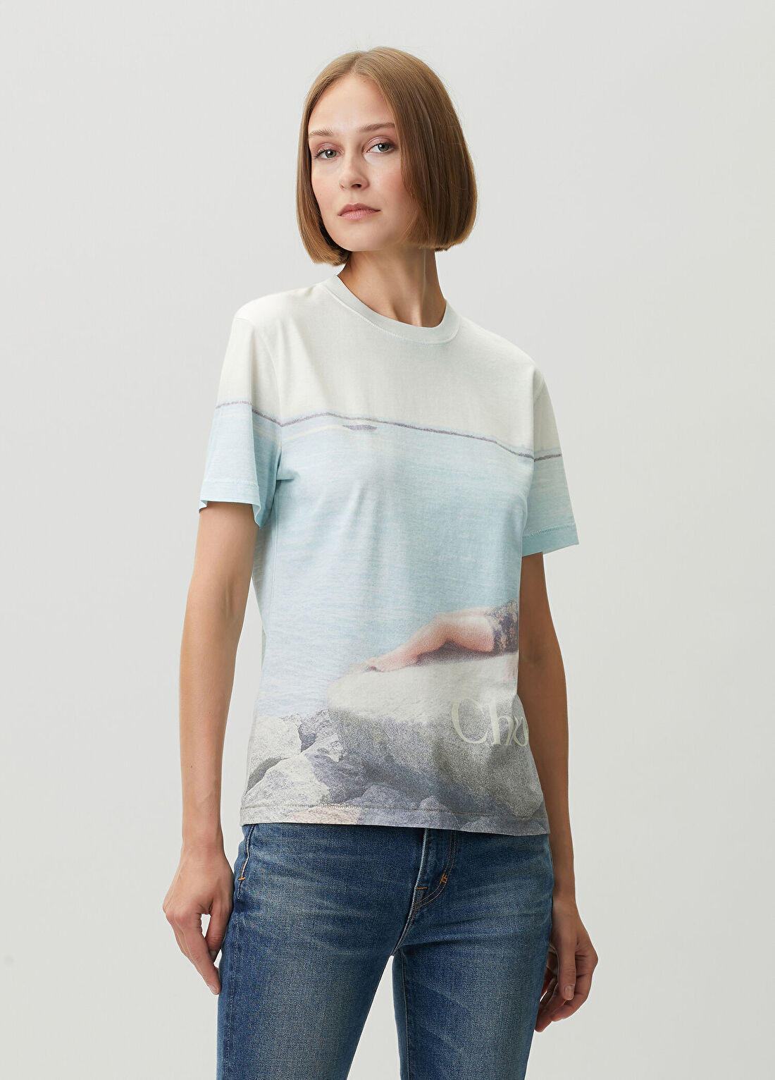 Chloe Kırık Beyaz Baskılı T-shirt görsel 3