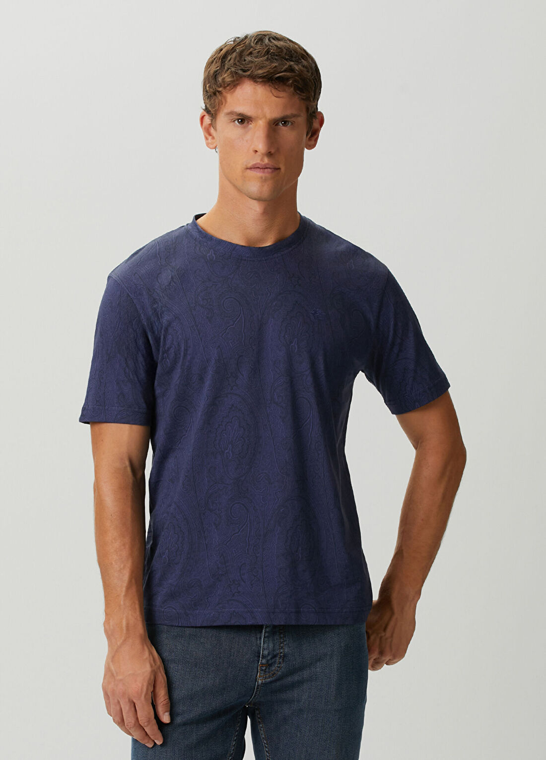 Etro Lacivert Etnik Desenli T-shirt