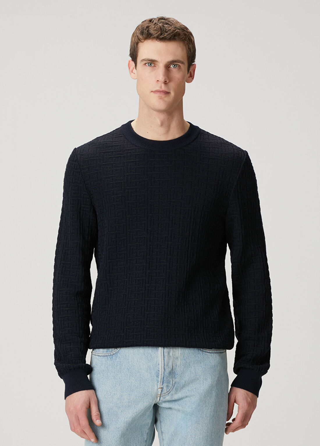 Balmain Siyah Logo Motifli Yün Kazak