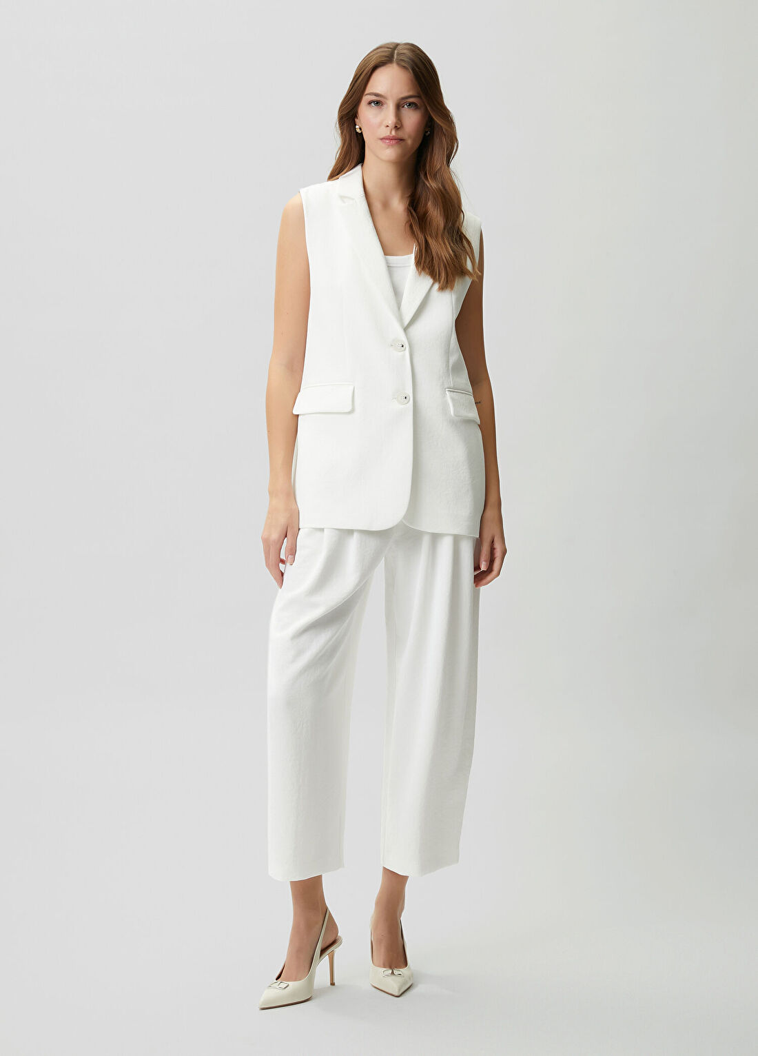 Beymen Club Kırık Beyaz Pileli Twill Pantolon