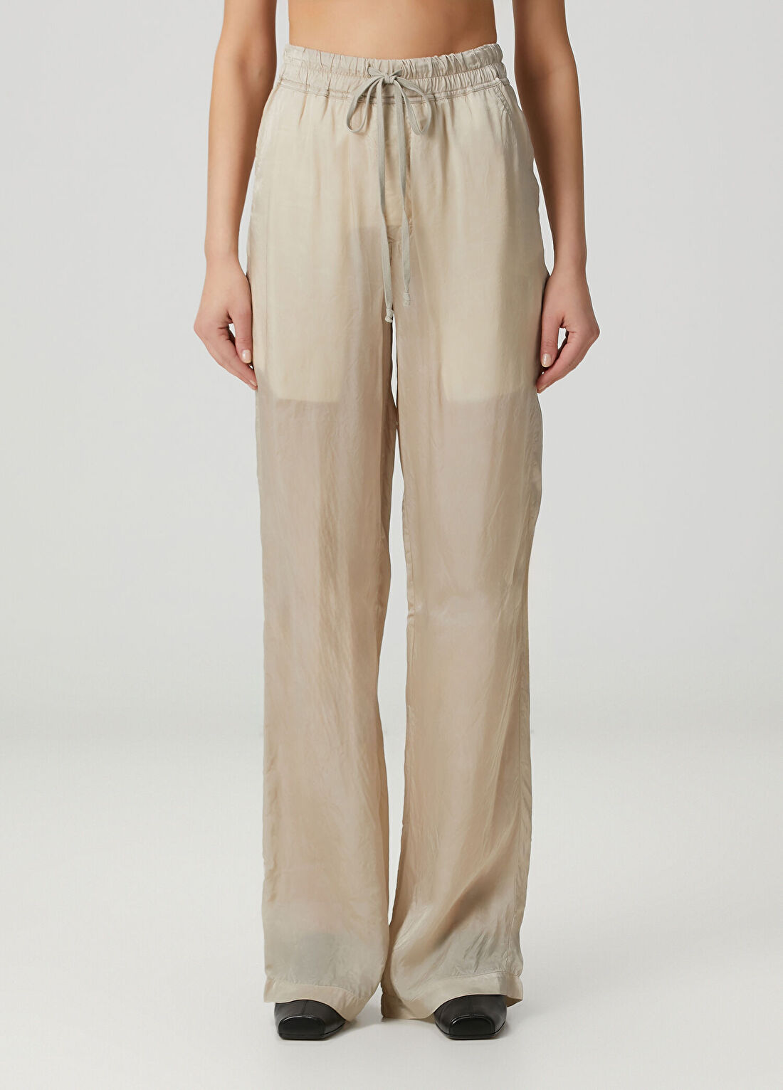 Rick Owens Bej Cupro Pantolon görsel 2