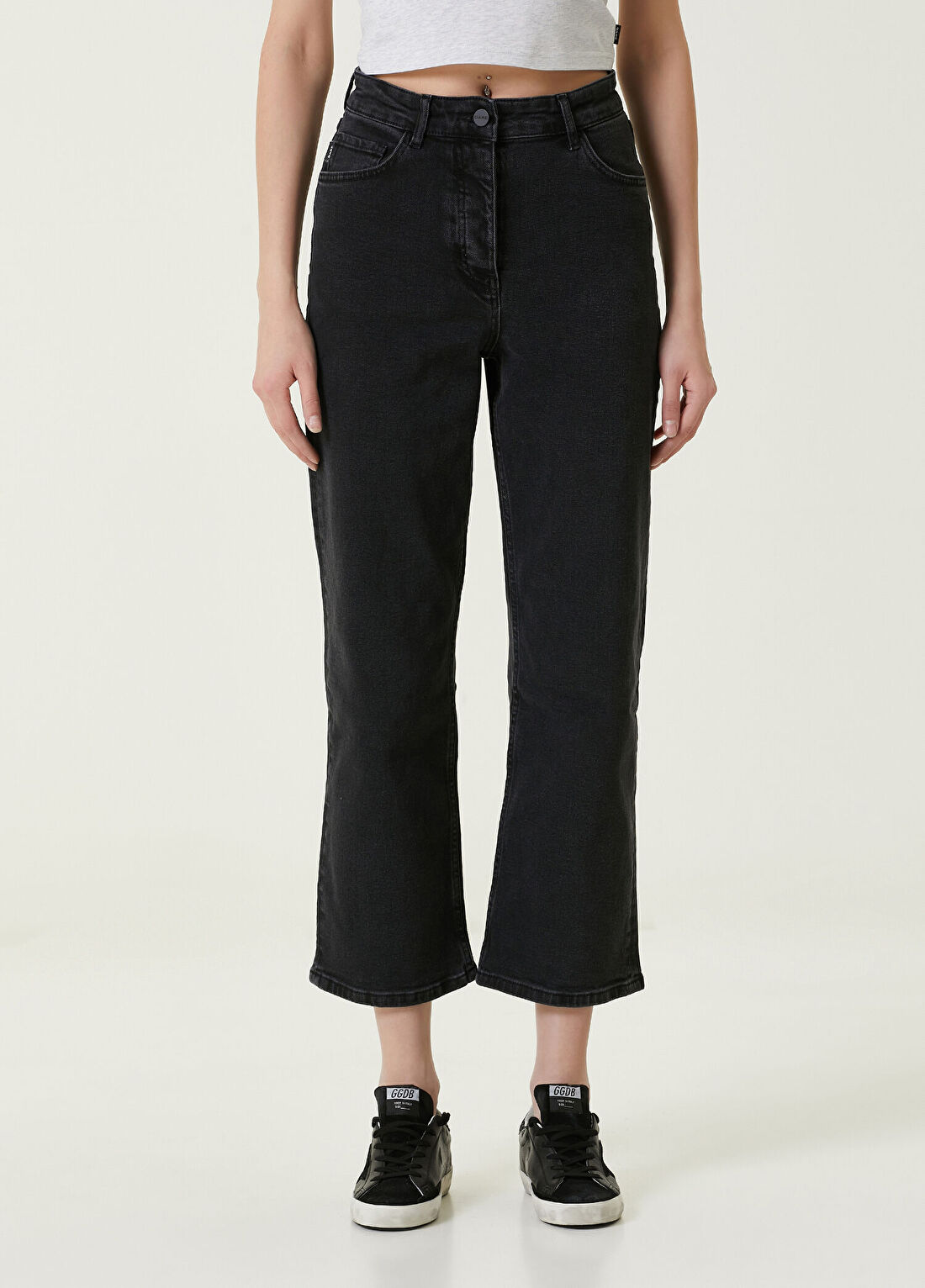 Dare London Humble Siyah Bol Paça Kadın Jean Pantolon görsel 3