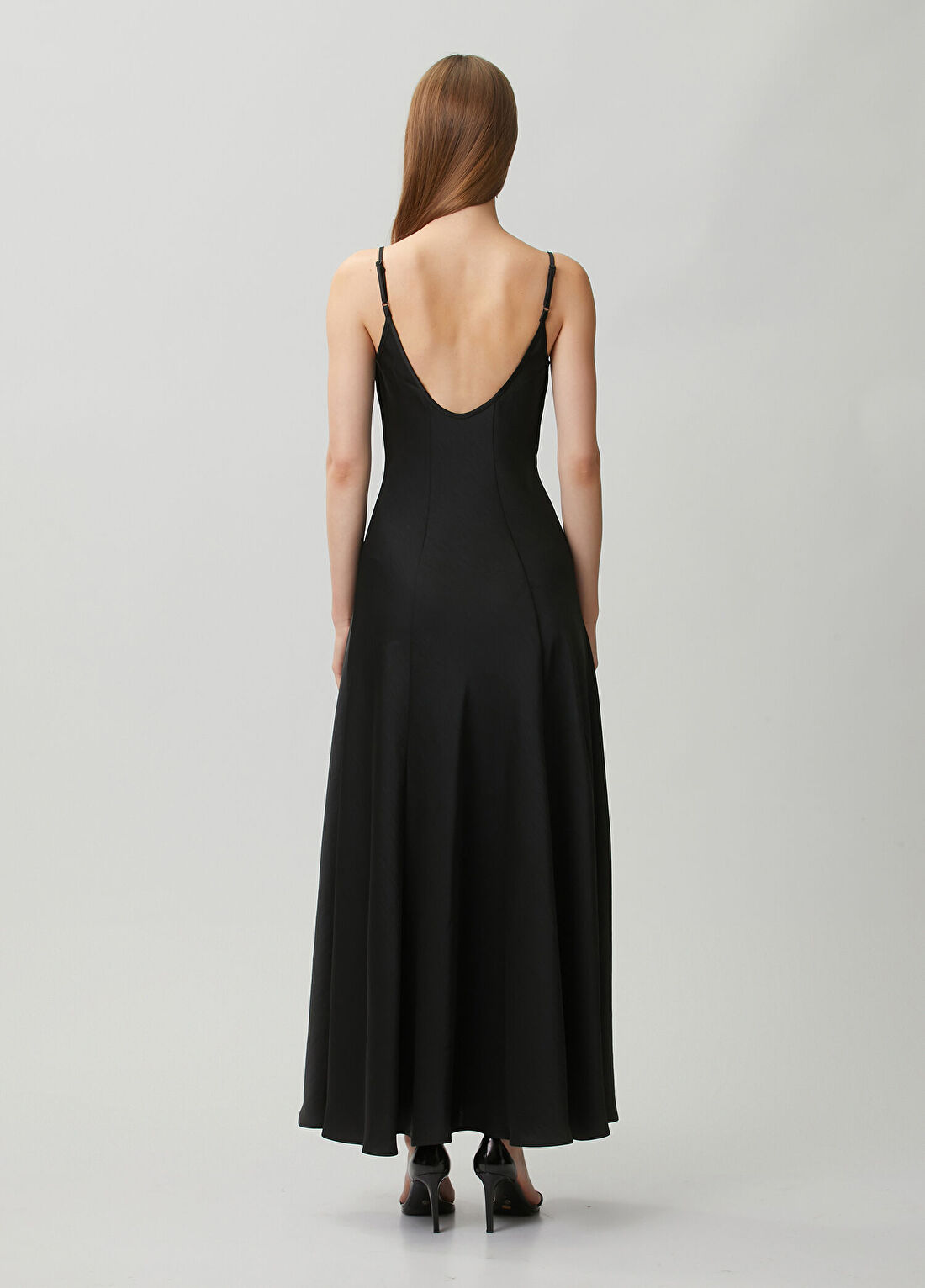 AllSaints İrina Siyah Midi Elbise görsel 4