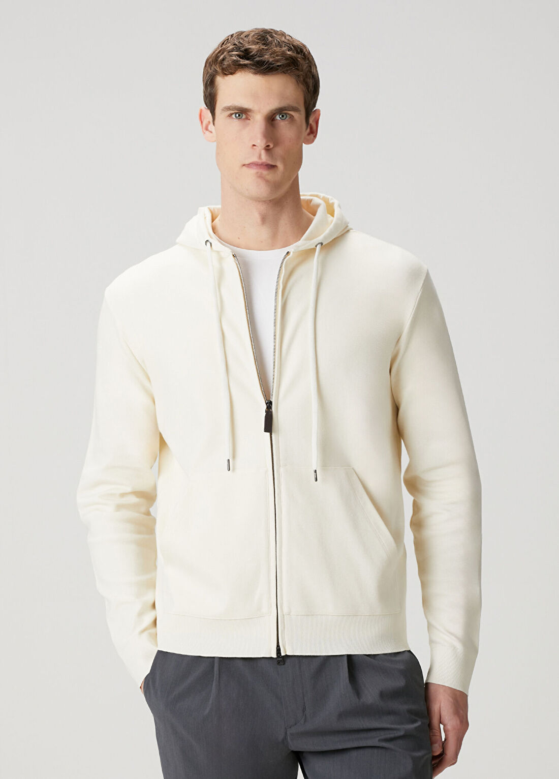 Herno Ekru Kapüşonlu Sweatshirt