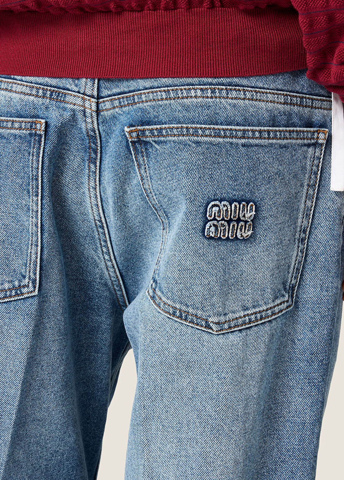 Miu Miu Mavi Yıkanmış Denim Kadın Jean Pantolon görsel 4