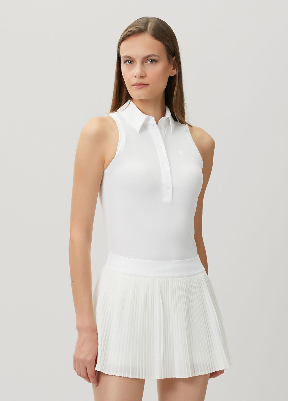 lululemon Quick-Dry Sleeveless Beyaz Polo Yaka Atlet