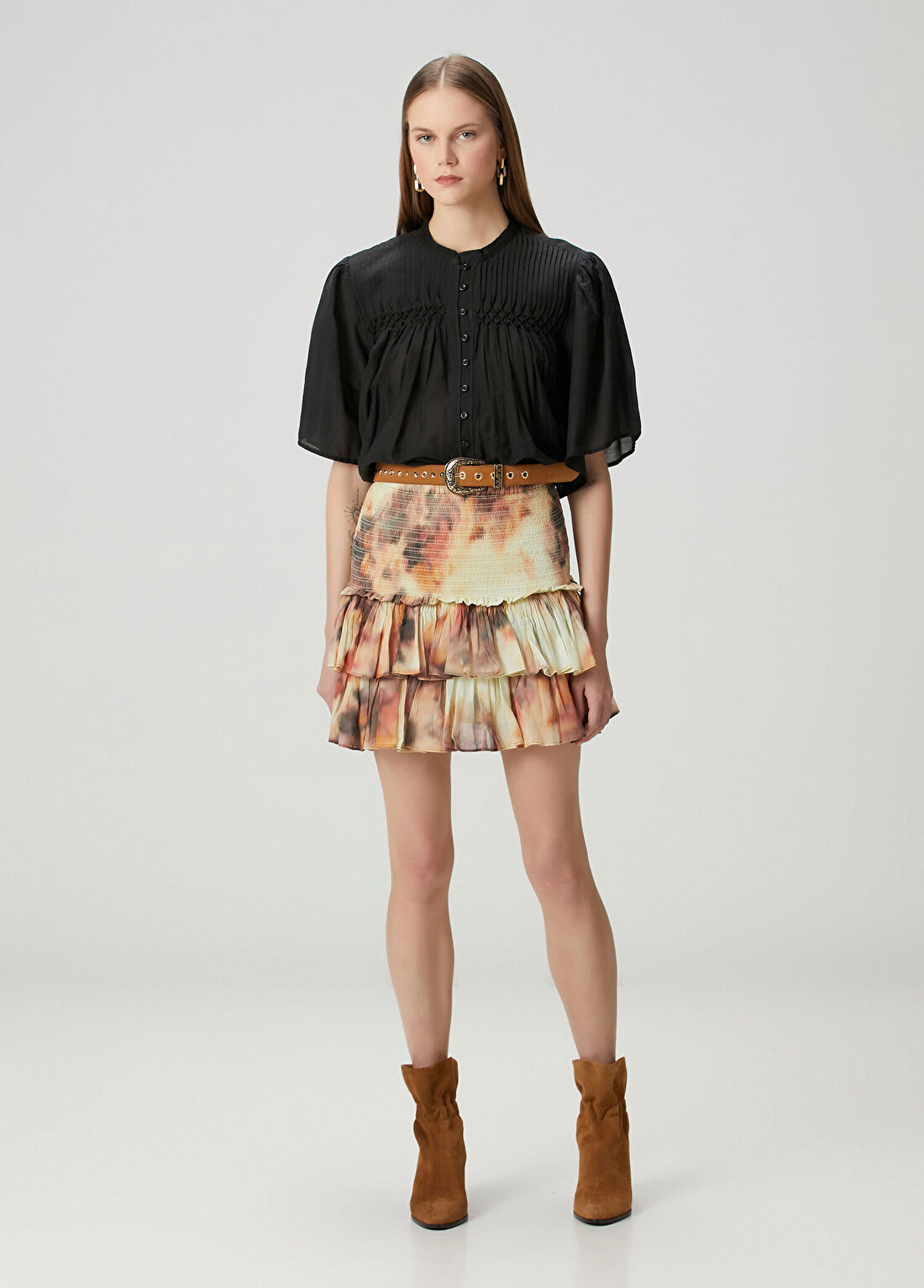 Marant Etoile Naomi Bej Desenli Mini Etek