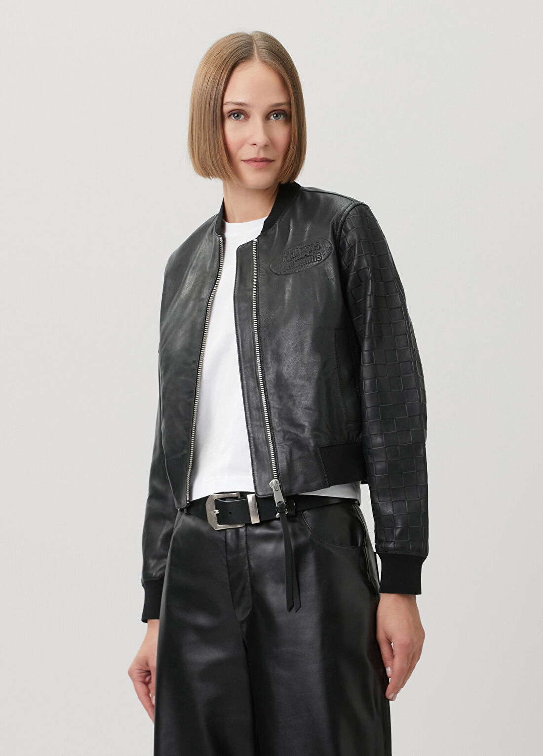AllSaints x Williams Orten Siyah Deri Bomber Ceket