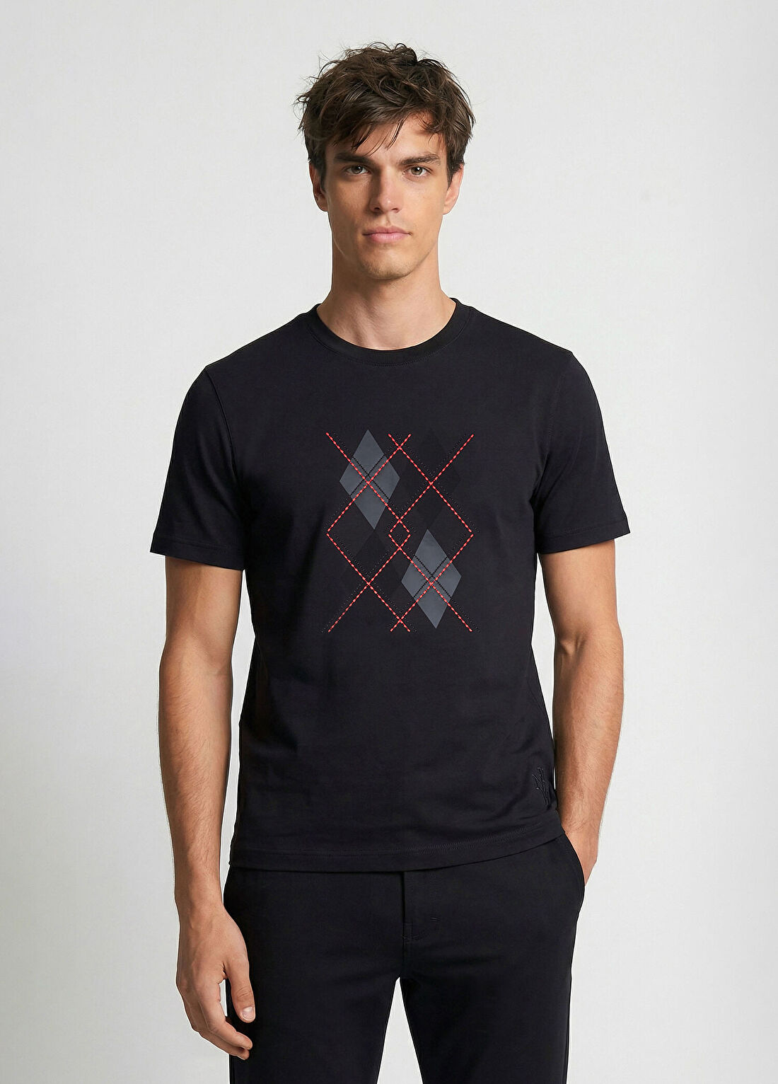 Network Siyah Nakışlı T-shirt