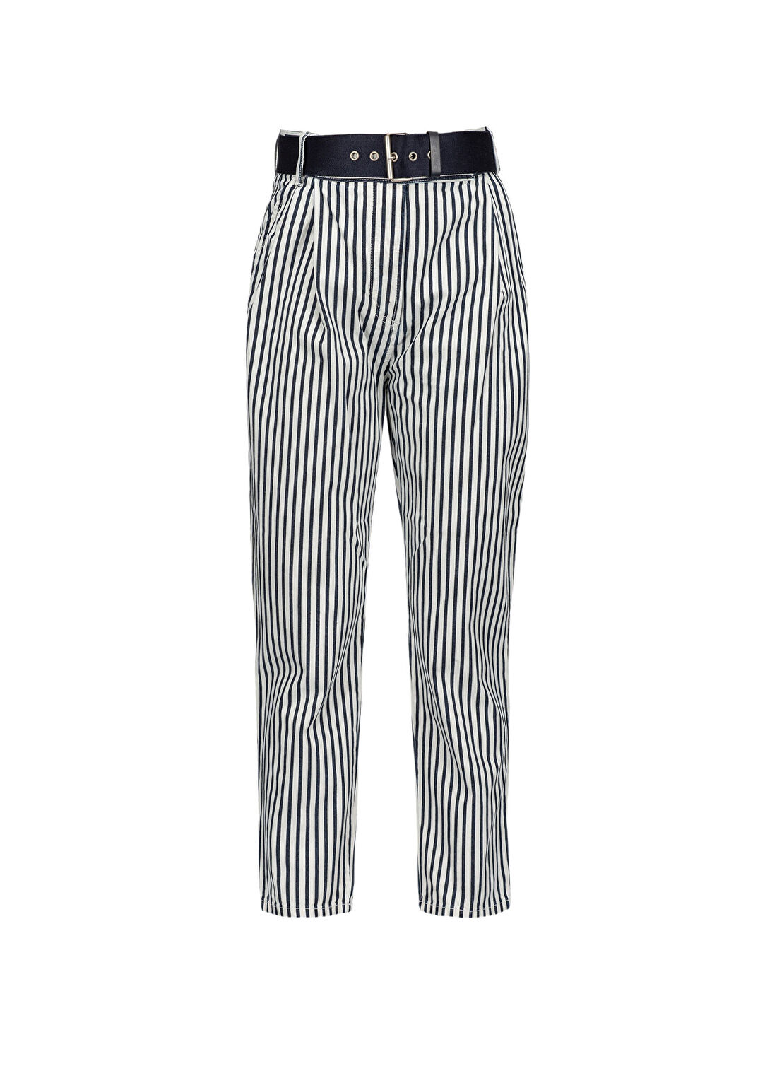 Pinko Modesta Trousers Mavi Beyaz Çizgili Pamuklu Kadın Pantolon