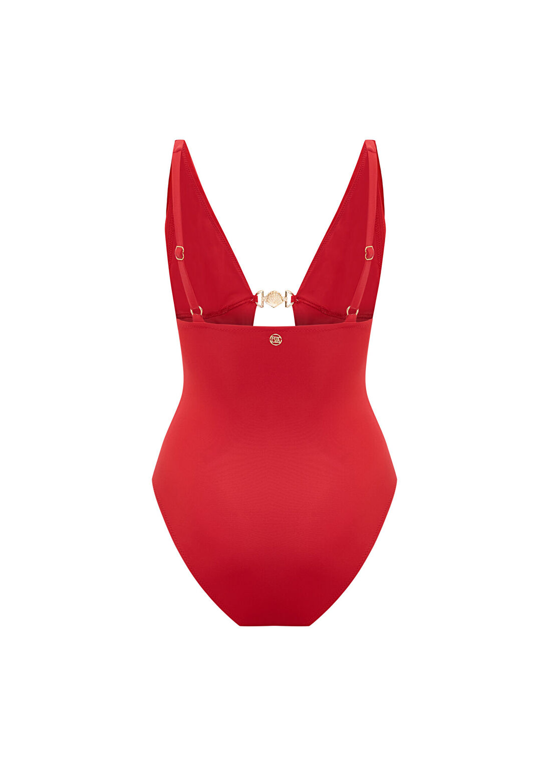 Bia Swimwear Thalena Cherry Altın Deniz Kabuğu Aksesuarlı V Yaka Pencereli Mayo görsel 2