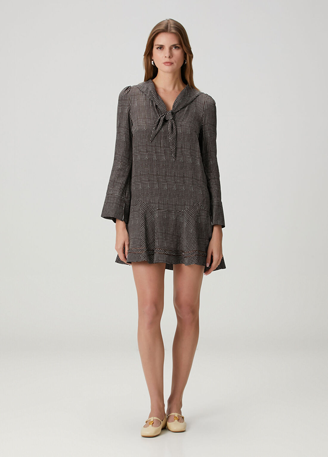 Marc Jacobs Sailor Kahverengi Puantiyeli Mini Elbise