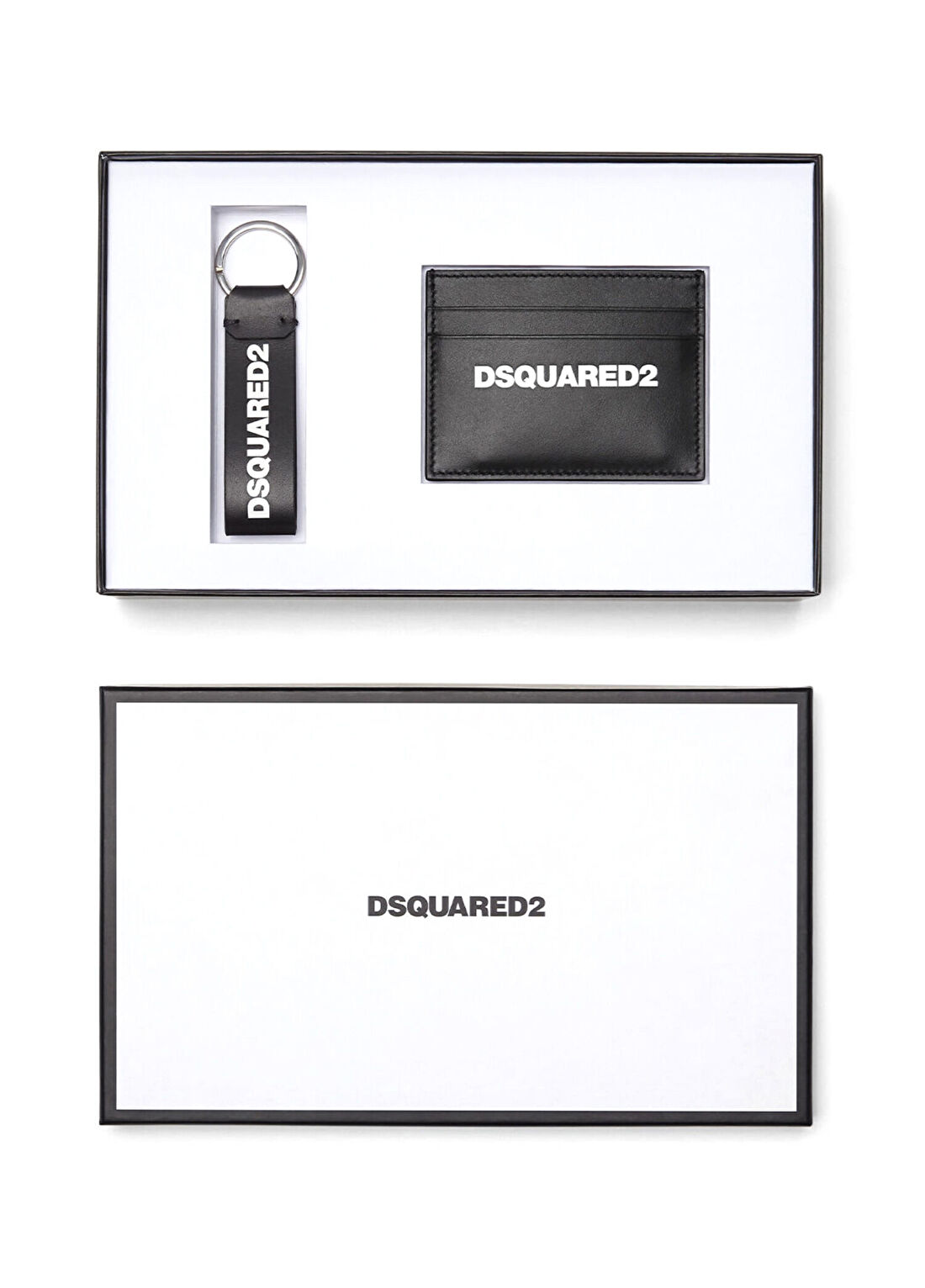 Dsquared2 Siyah Erkek Deri Anahtarlık ve Kartlık Seti