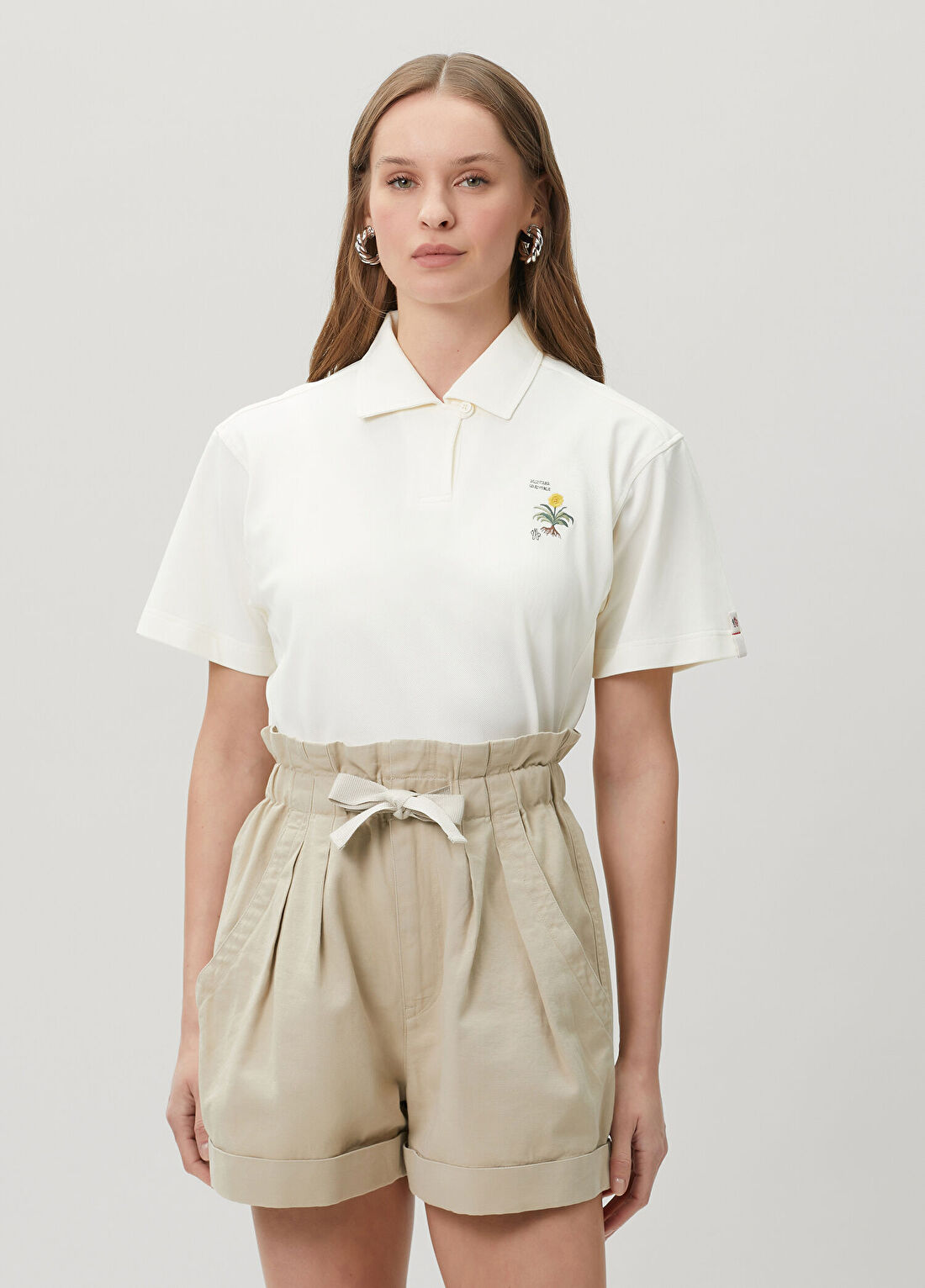 Moncler Grenoble Krem Polo T-shirt