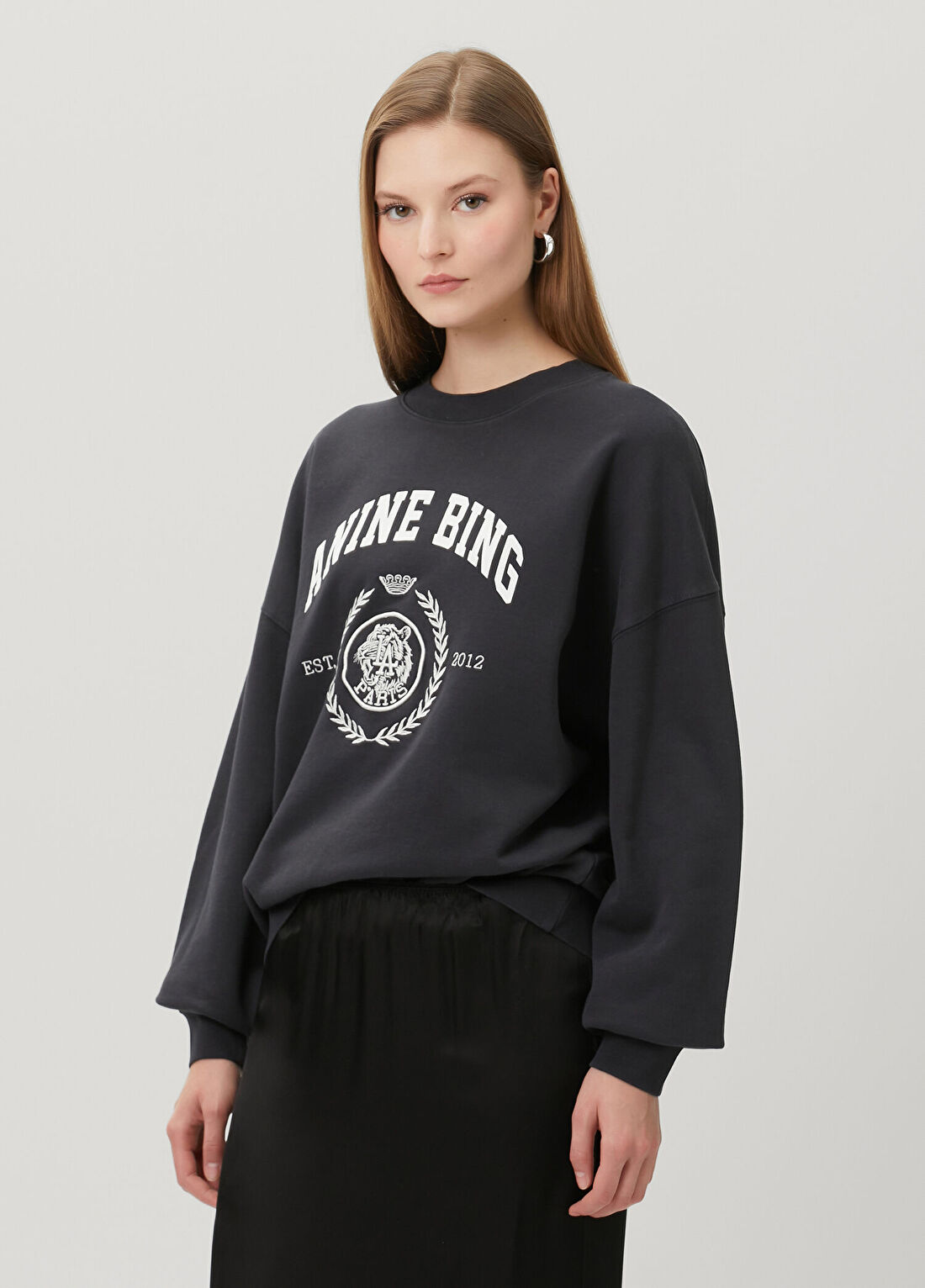 Anine Bing Miles Collegiate Siyah Logo Baskılı Sweatshirt