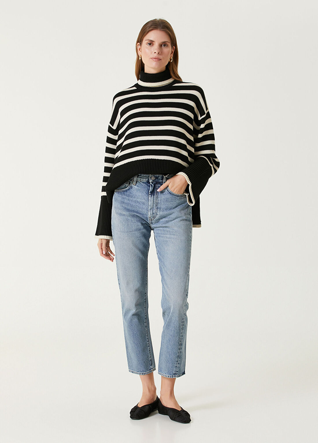 Toteme Mavi Crop Straight Jean Pantolon
