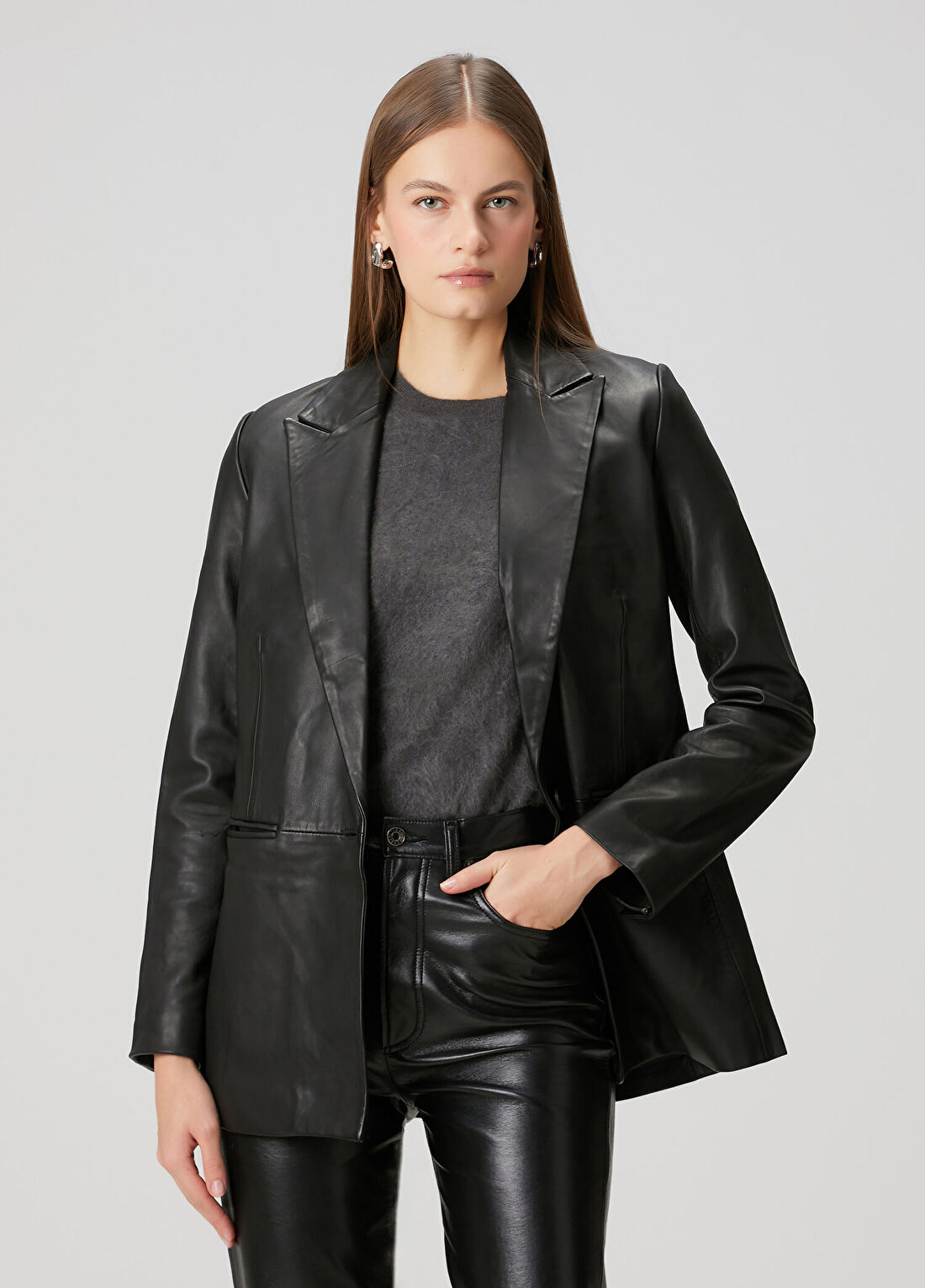 AllSaints Siyah Deri Ceket