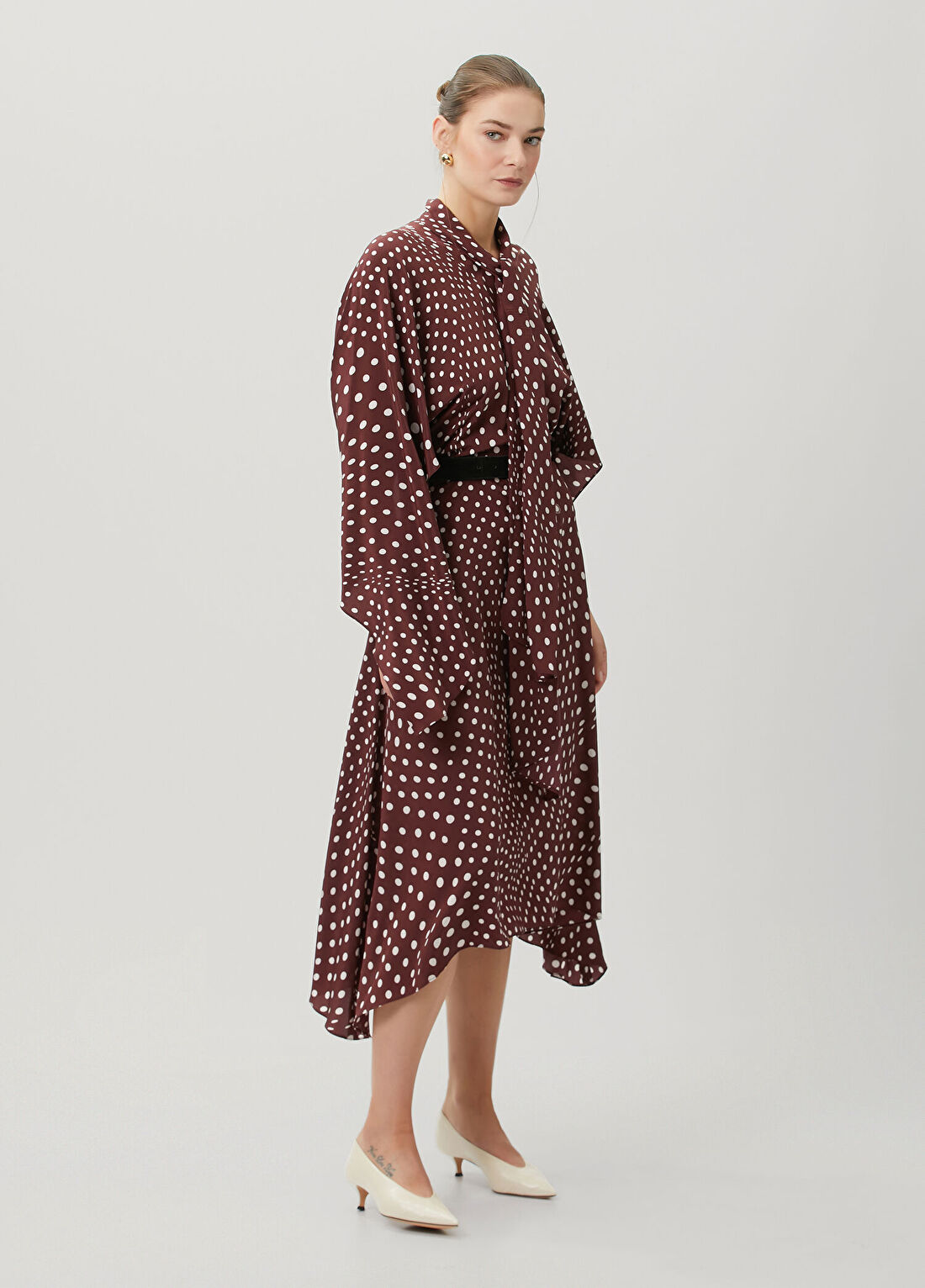 Stella McCartney Bordo Puantiyeli İpek Elbise görsel 2