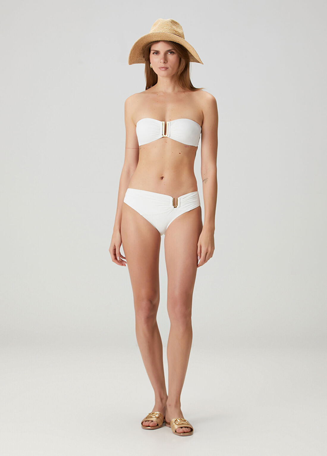 Jets Swimmear Beyaz Metal Aksesuarlı Bikini Altı