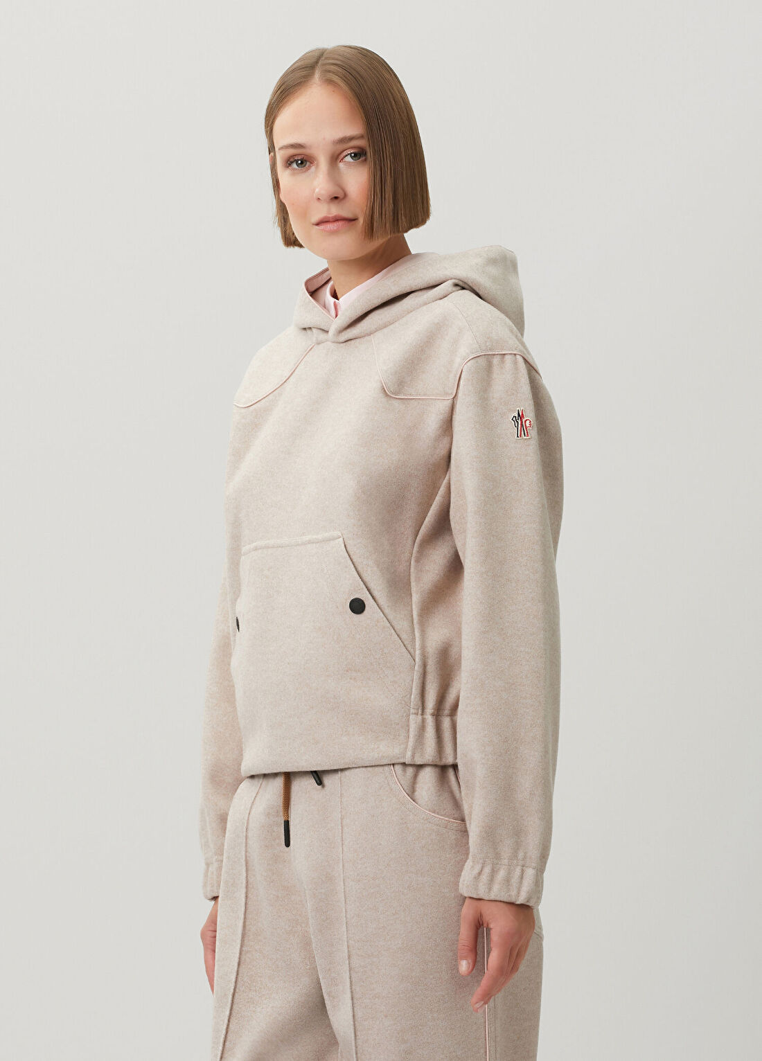 Moncler Grenoble Bej Kapüşonlu Sweatshirt görsel 3