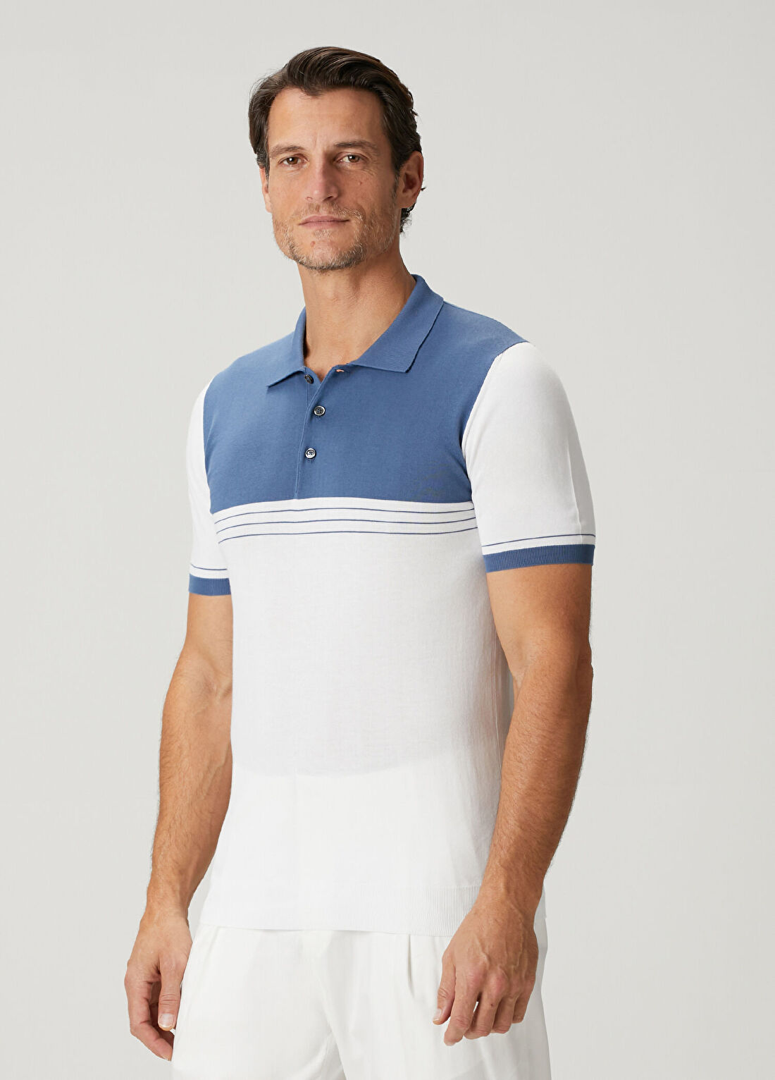 Kiton Lacivert Beyaz Polo Yaka T-shirt görsel 3