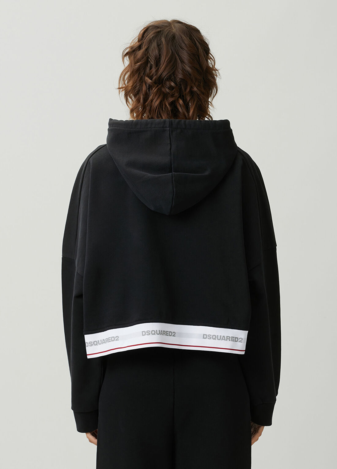 Dsquared2 Siyah Kapüşonlu Logo Bantlı Sweatshirt görsel 4