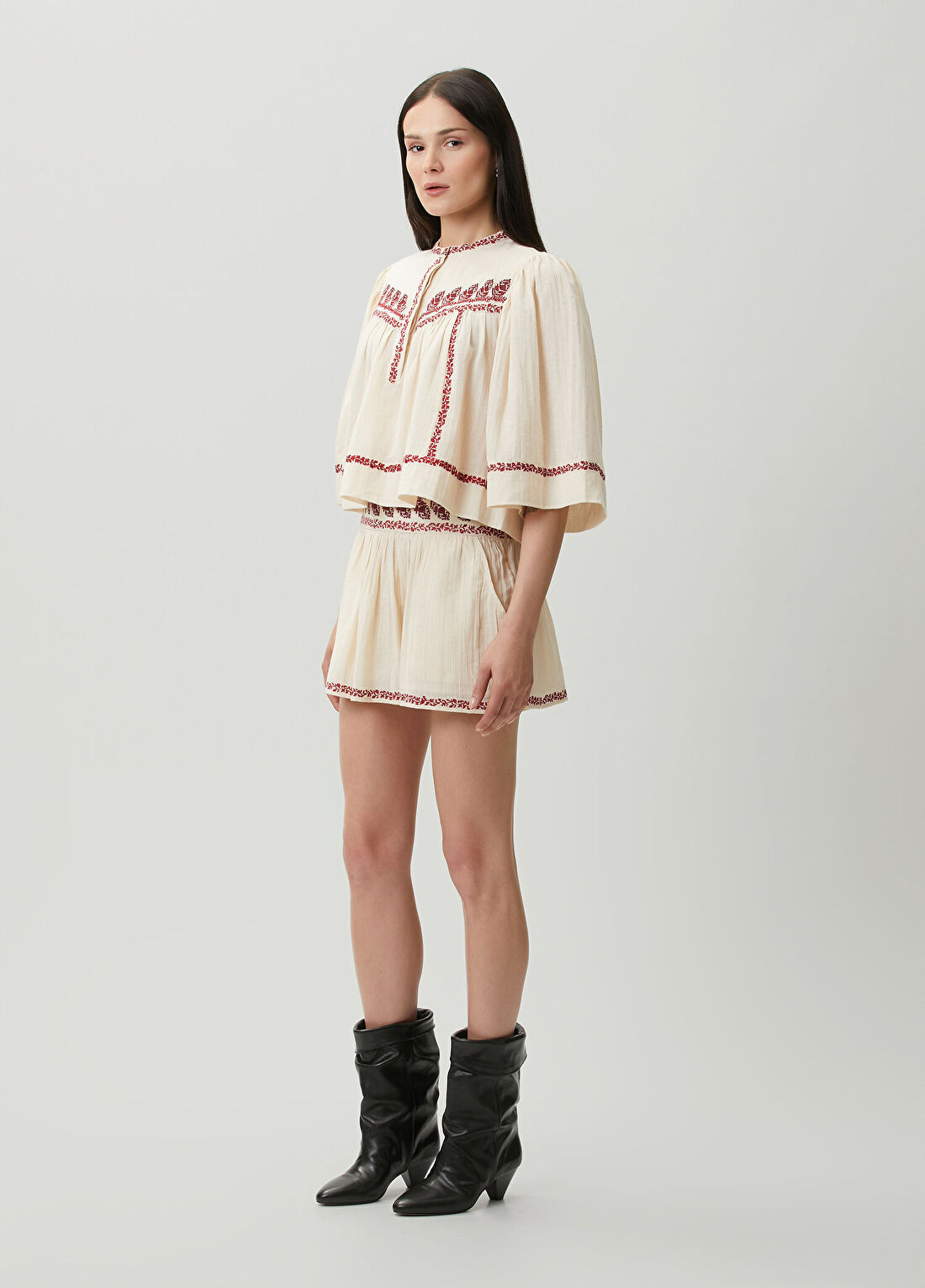 Marant Etoile Juline Bej Kırmızı Bluz görsel 2