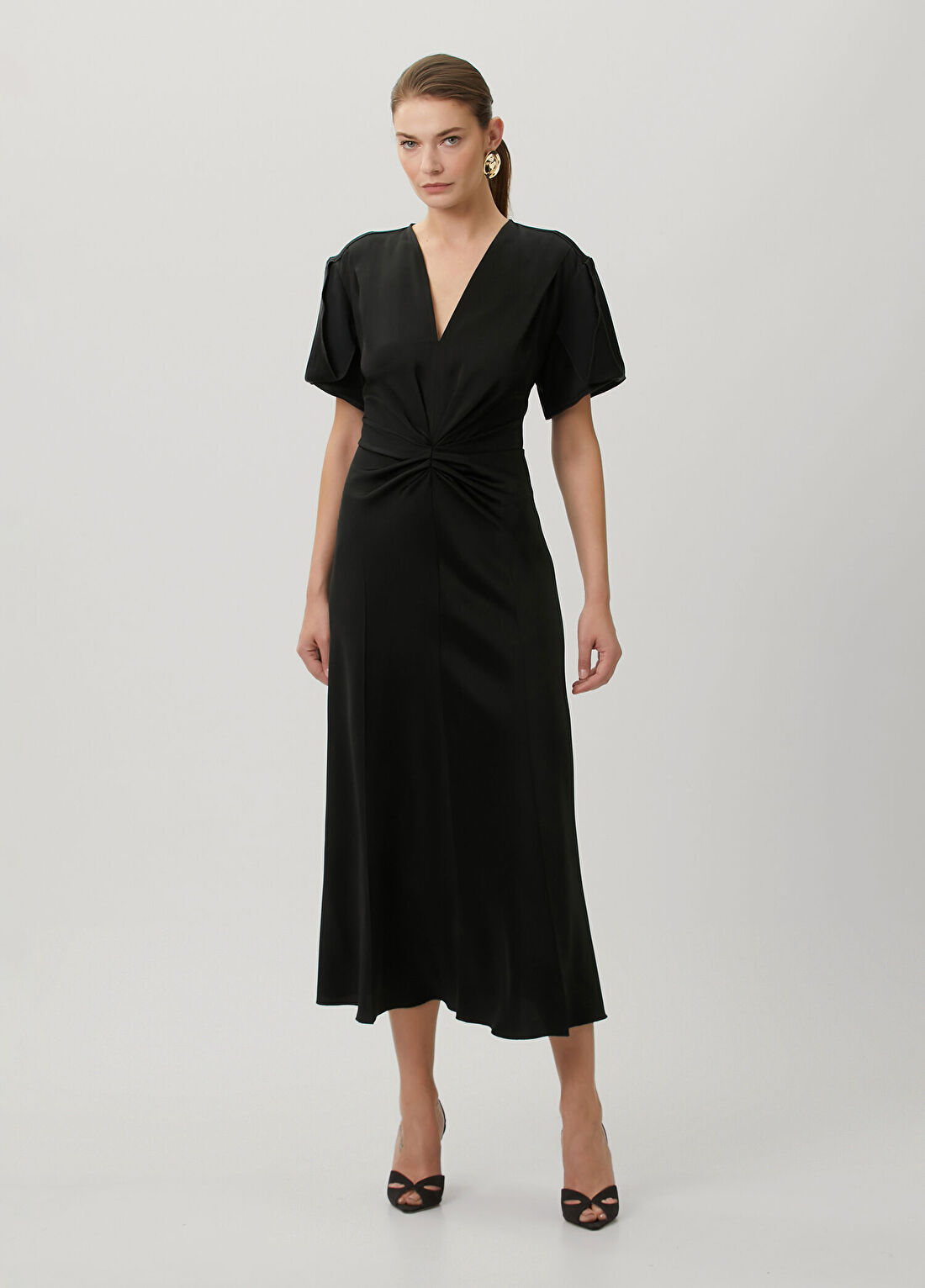 Victoria Beckham Eve Siyah Midi Elbise