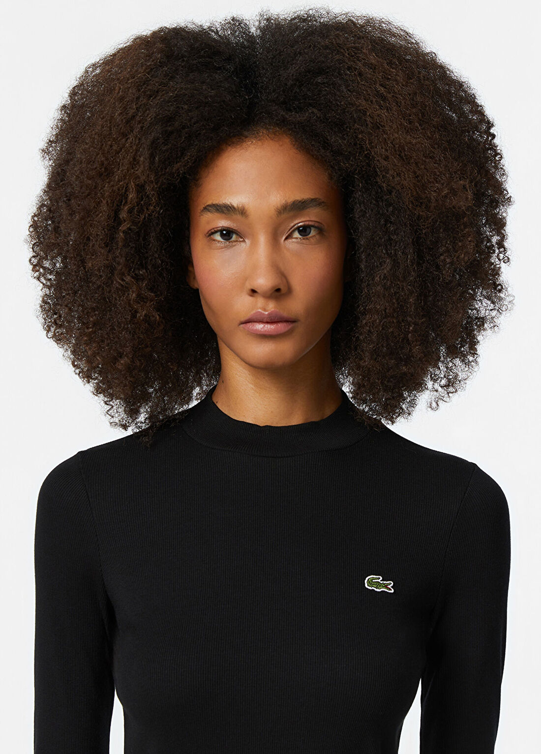 Lacoste Siyah Bisiklet Yaka Slim Fit Uzun Kollu Kadın T-Shirt görsel 2