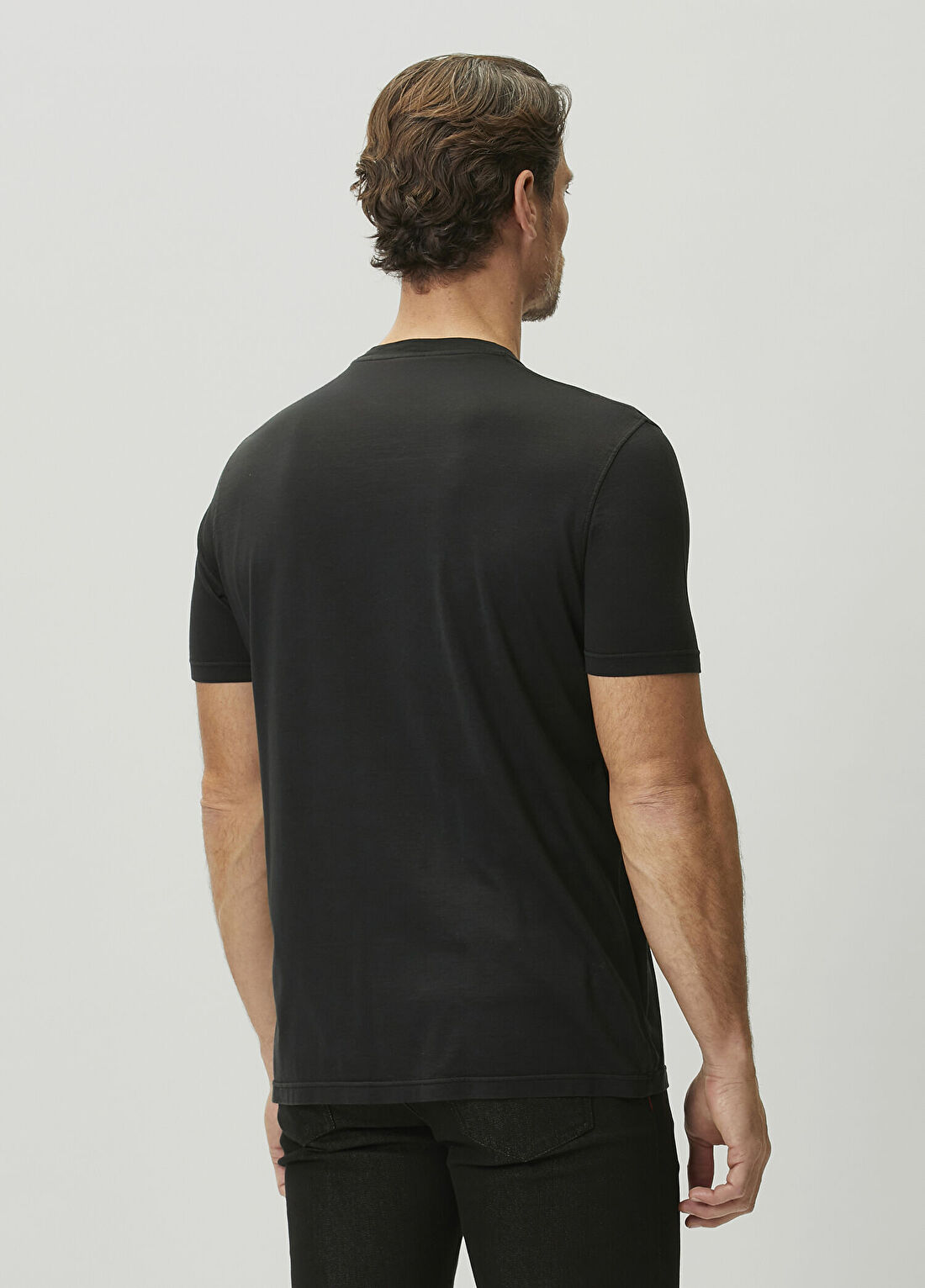 Kiton Siyah İpek T-shirt görsel 4
