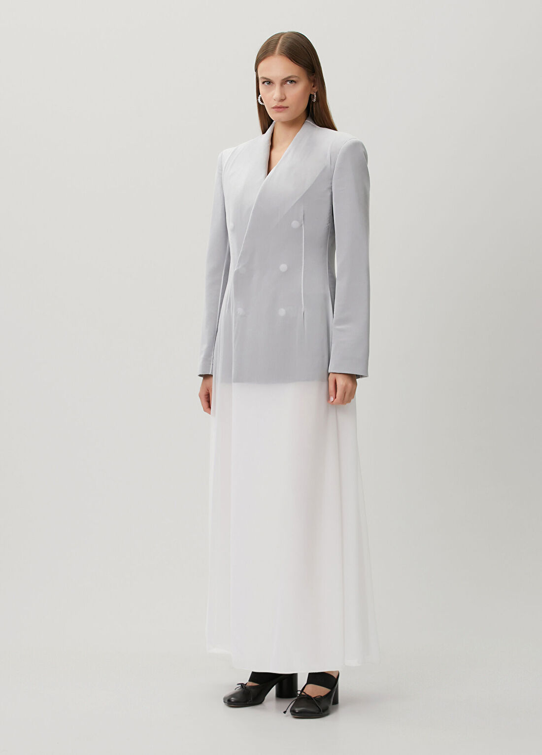 Maison Margiela Covered Tailored Beyaz Maksi Elbise