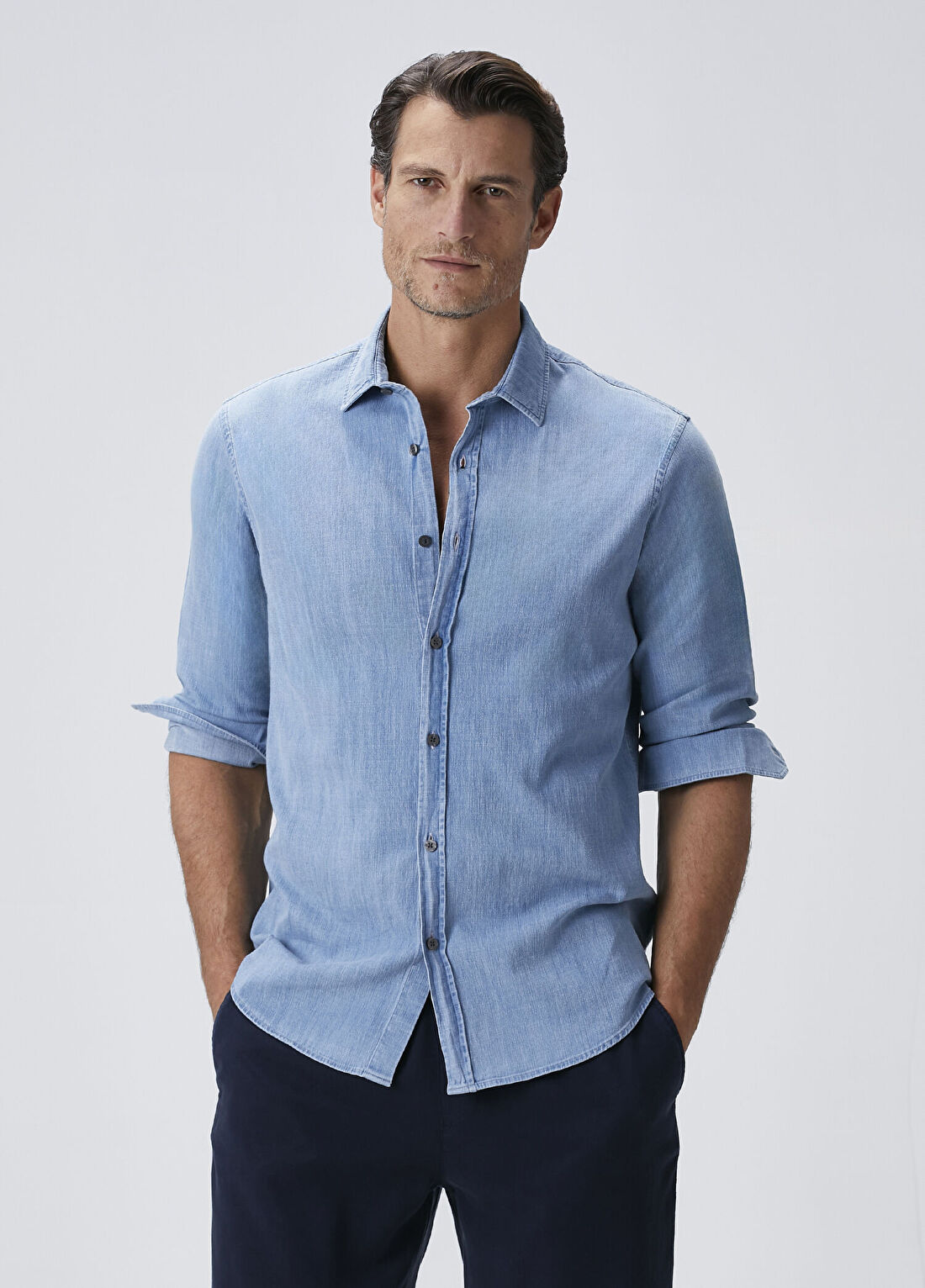 Beymen Collection Comfort Fit Mavi Denim Gömlek görsel 3
