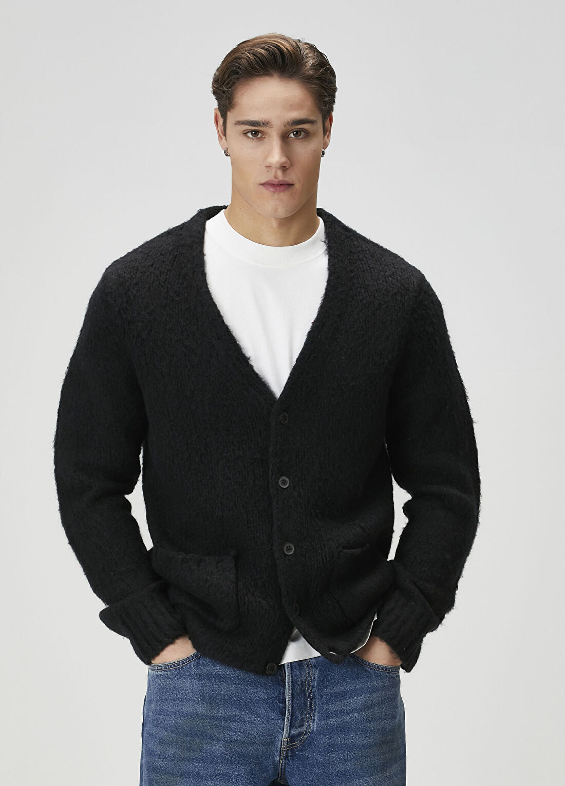 AllSaints Tobie Siyah Yün Triko Hırka
