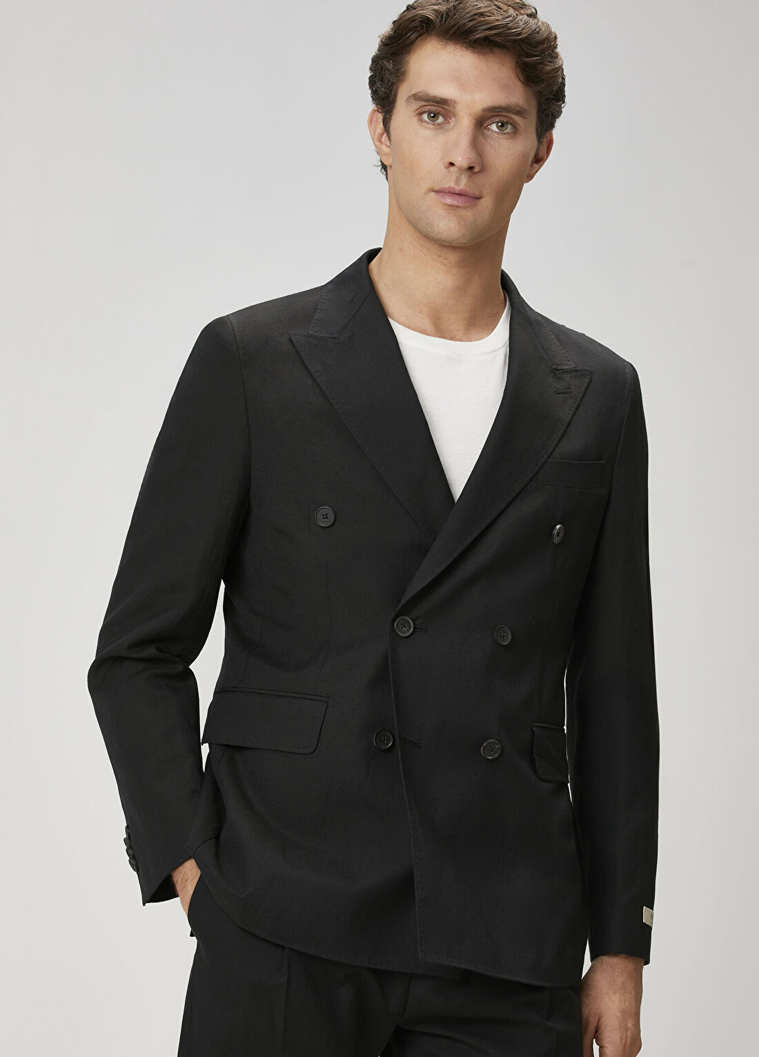 Beymen Collection Drop 7 Soft Siyah Yün Kruvaze Takım Elbise