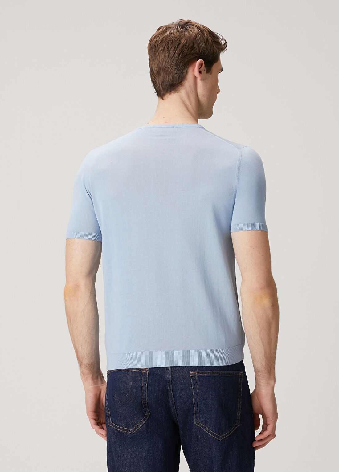 Roberto Collina Mavi Basic T-shirt görsel 4