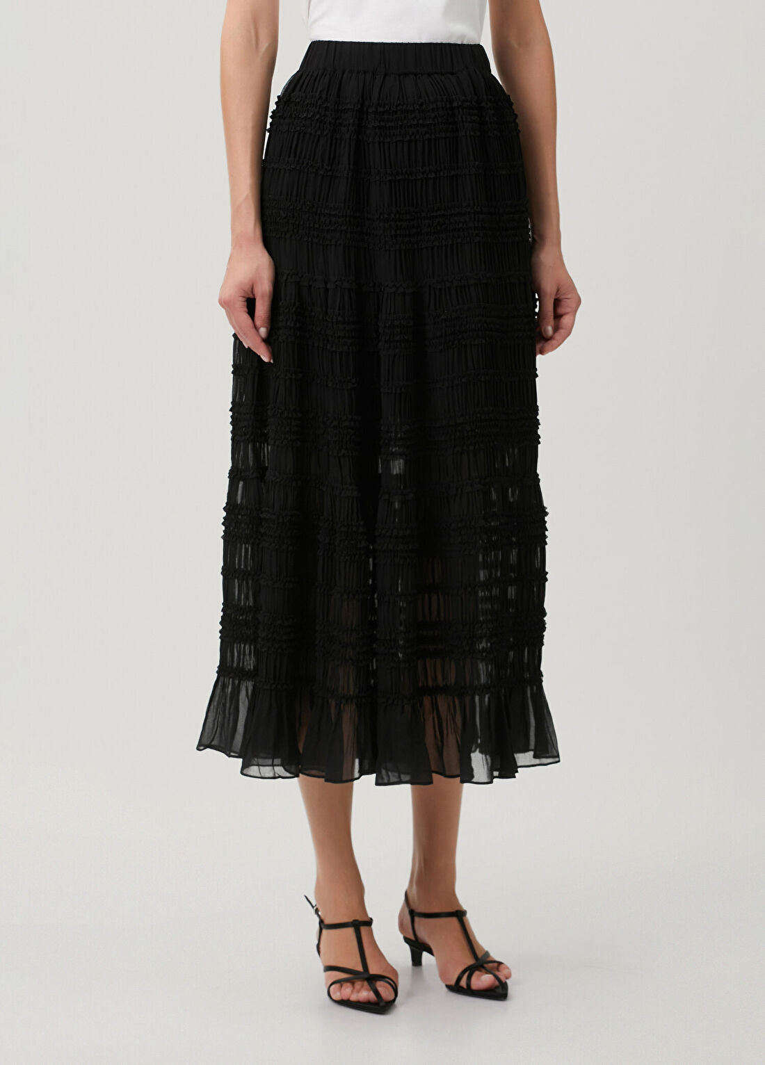 AllSaints Lotus Siyah Midi Etek görsel 3