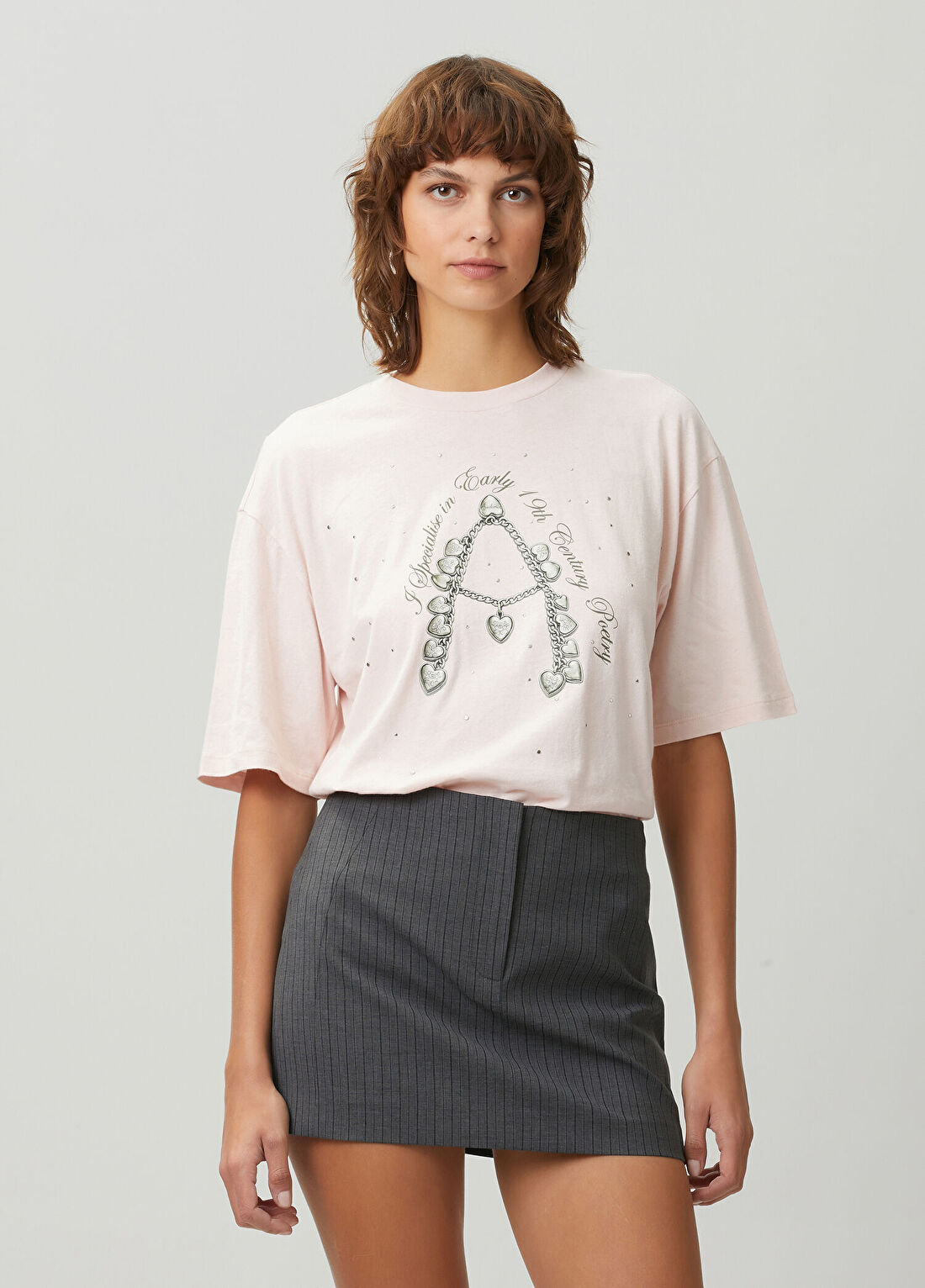 Academia Pembe Baskılı T-shirt