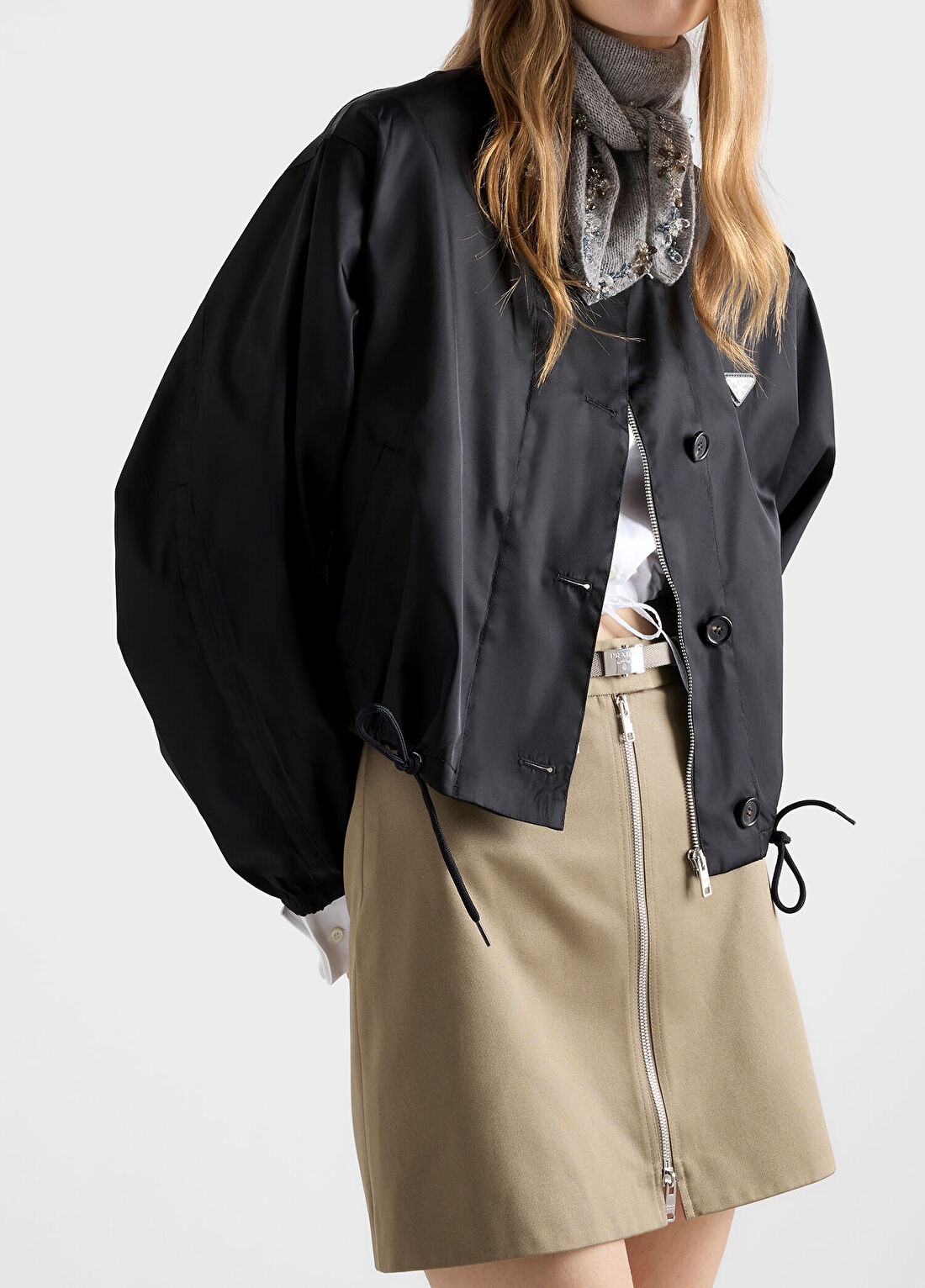 Prada Siyah Re-Nylon Blouson Jacket Siyah Kadın Ceket görsel 3