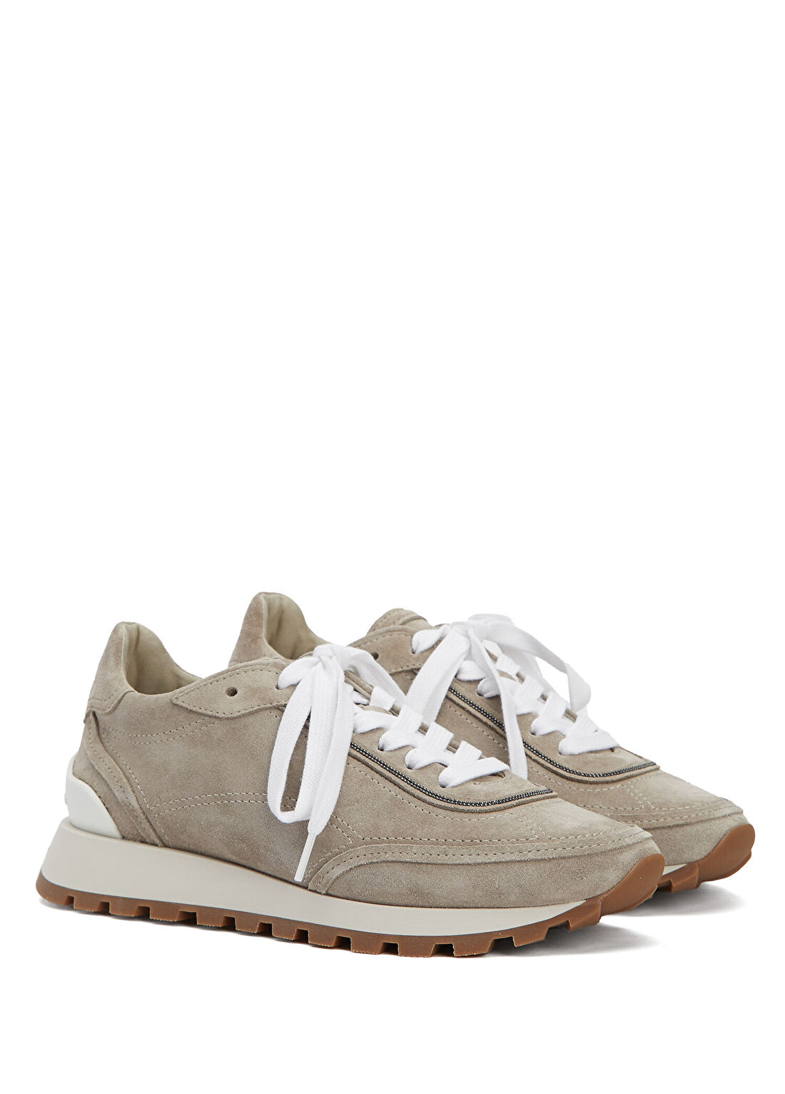 Brunello Cucinelli Vizon Kadın Süet Sneaker görsel 2