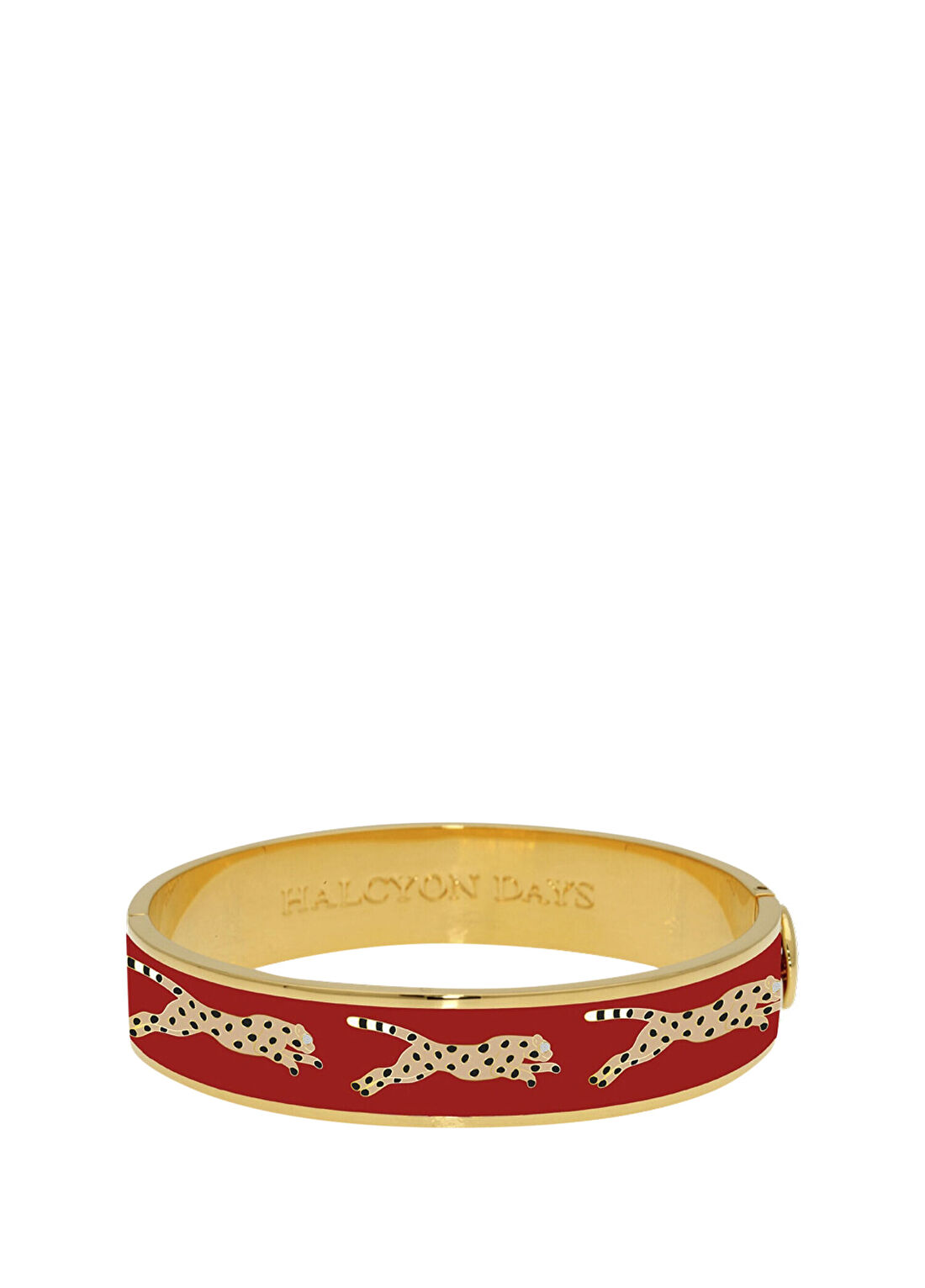 Halcyon Days Leopard Red Gold Hinged Kadın Bileklik