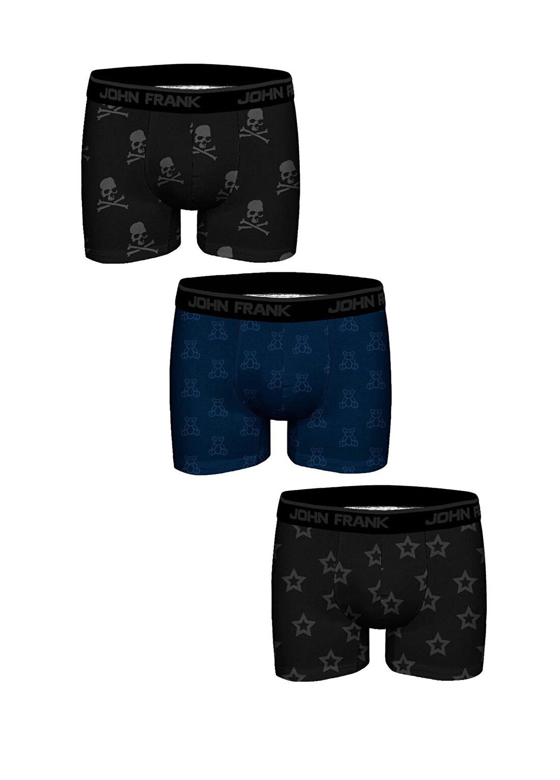 John Frank Çok Renkli 3lü Boxer Seti