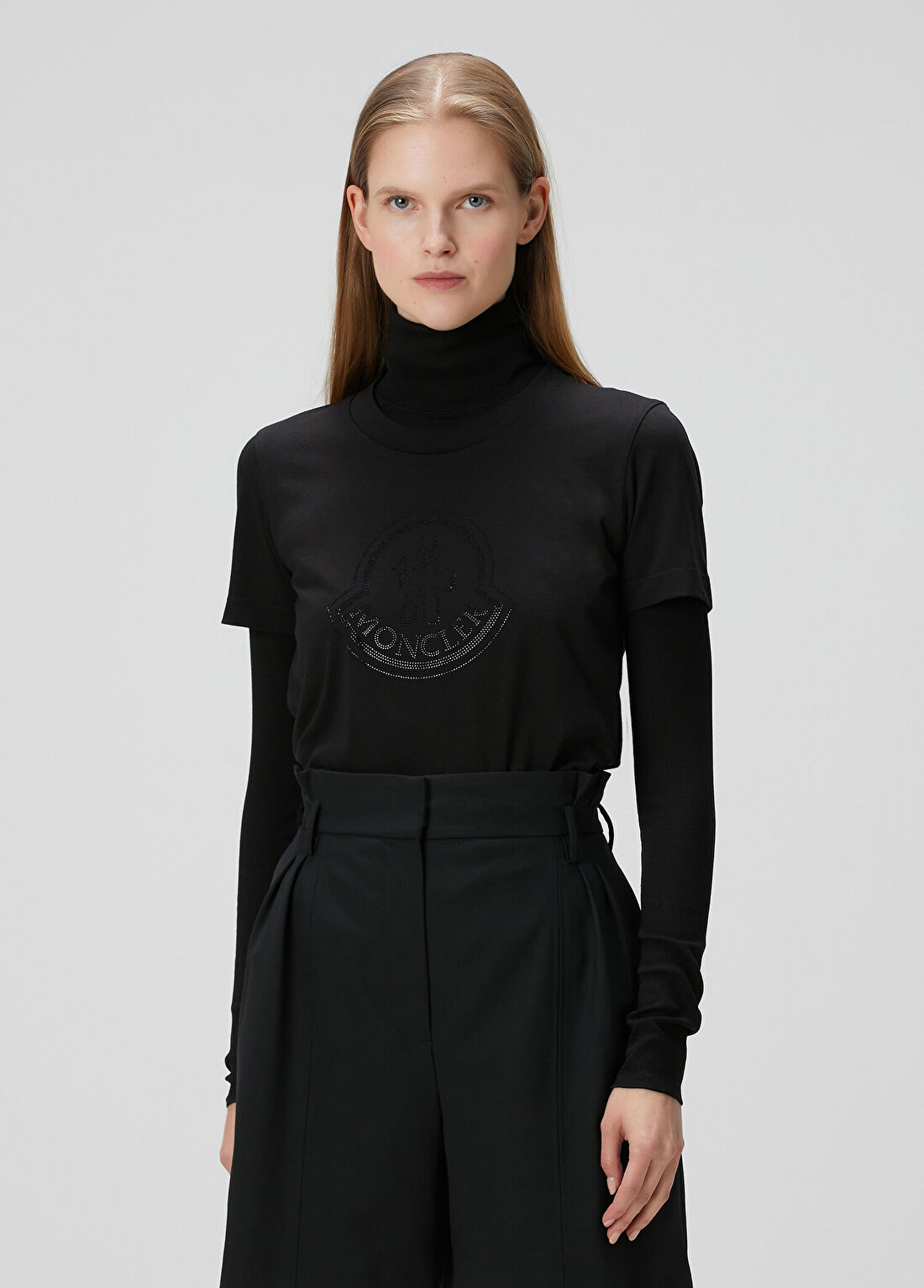 Moncler Siyah Taşlı Logolu T-shirt