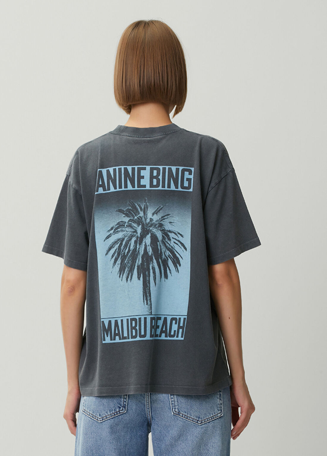 Anine Bing Cade Tee Palm Siyah görsel 4