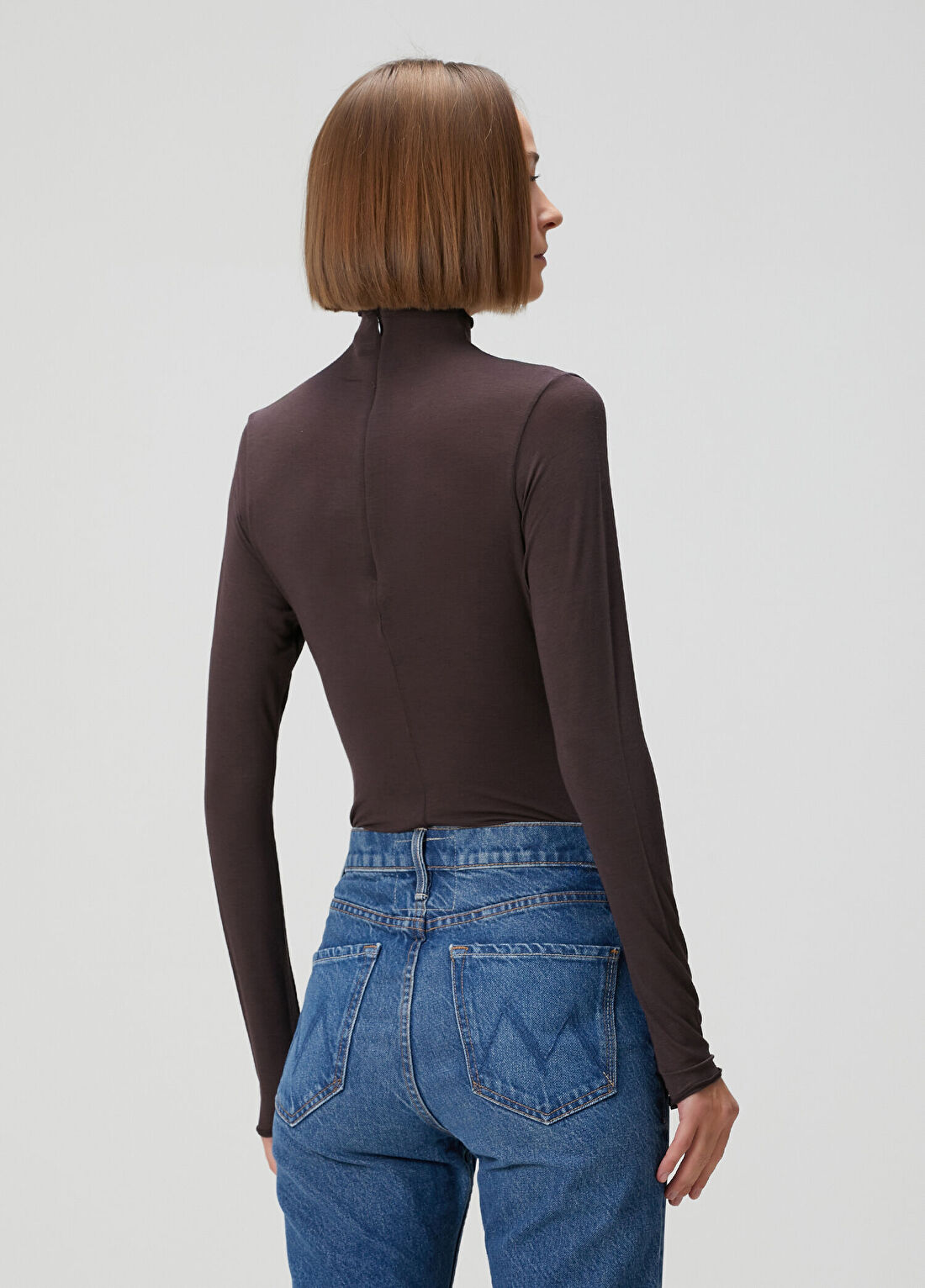 Skims Long Sleeve Turtleneck Bordo Body görsel 4