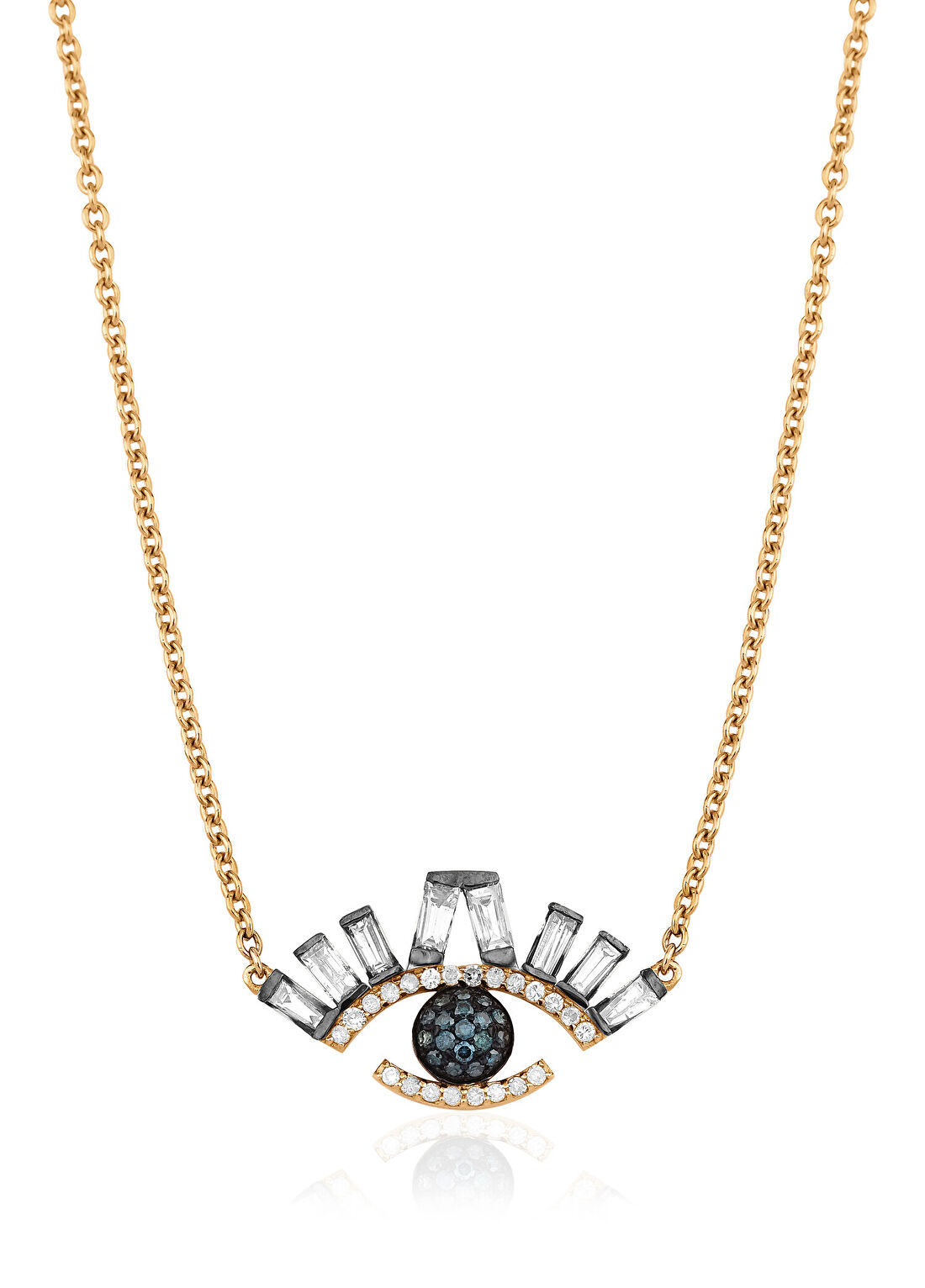 Aspendos Jewellery Mavi Göz Pırlantalı 18 Ayar Altın Kadın Kolye
