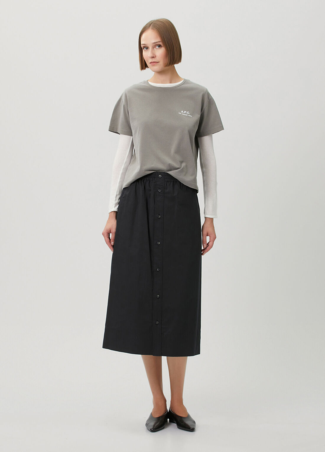 A.P.C. Siyah Midi Etek